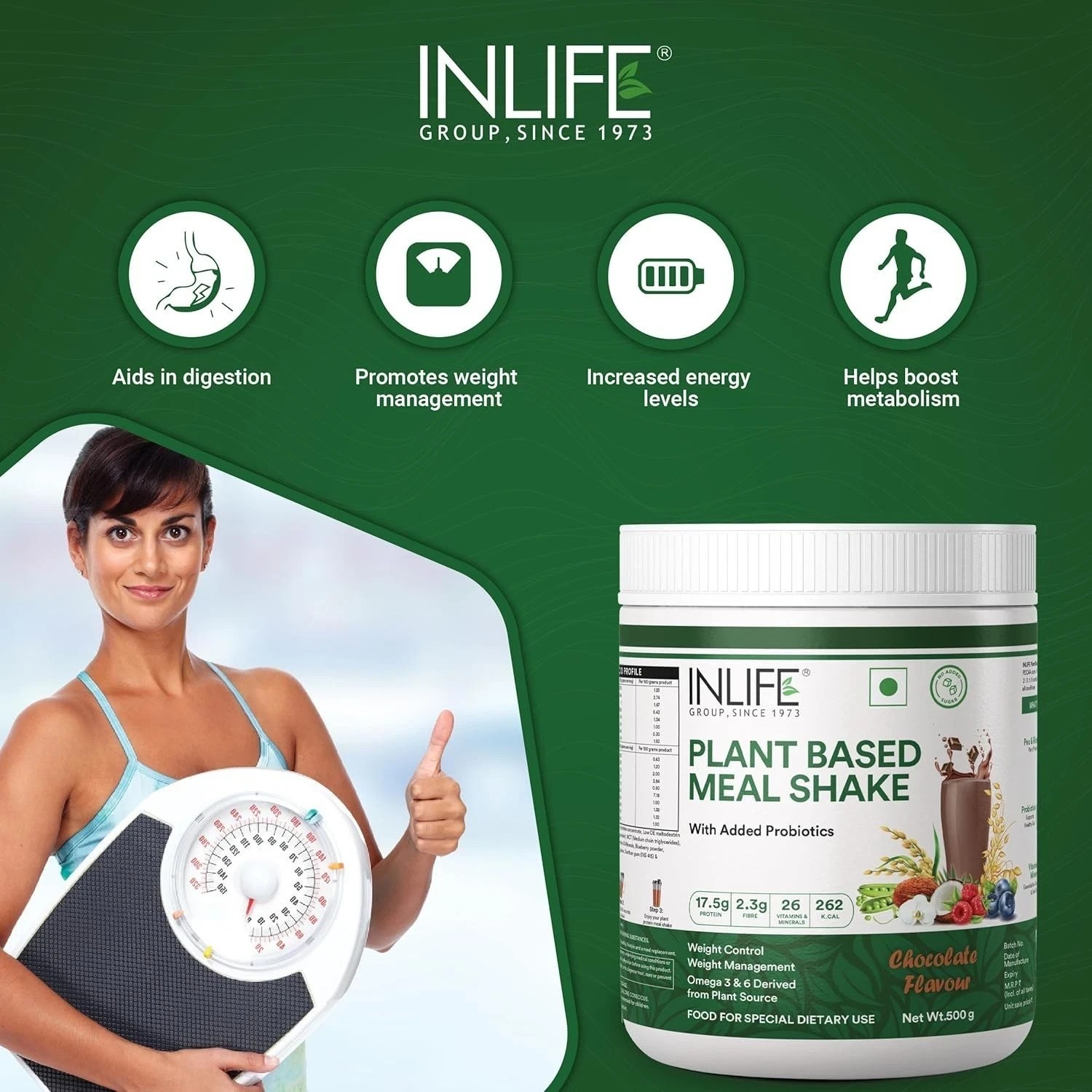 INLIFE Plant Based Meal Replacement Shake | 500g (Chocolate)