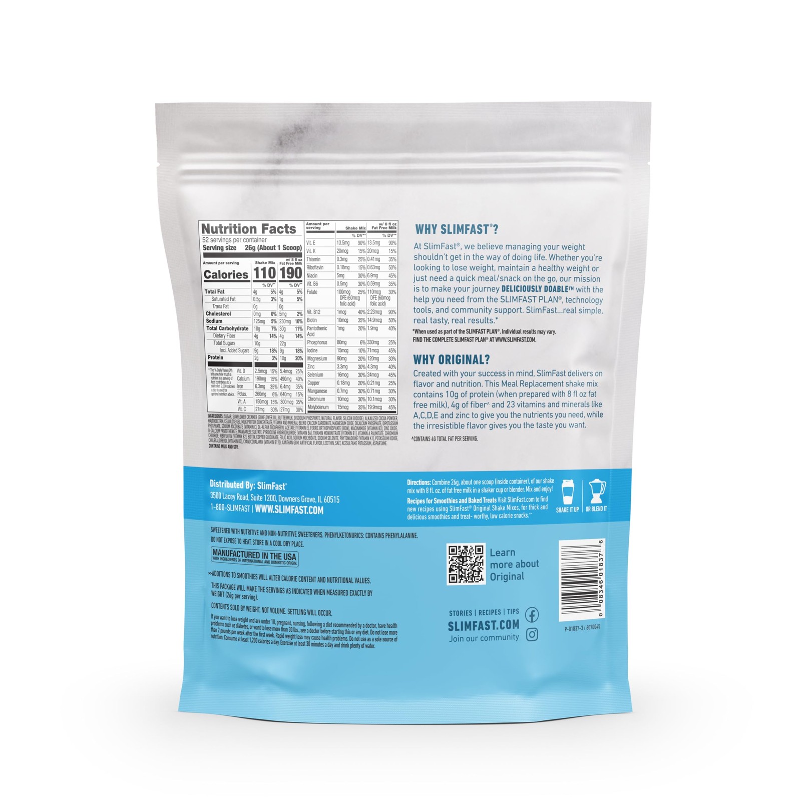 SlimFast Meal Replacement Powder, Original Rich Chocolate Royale, Weight Loss…