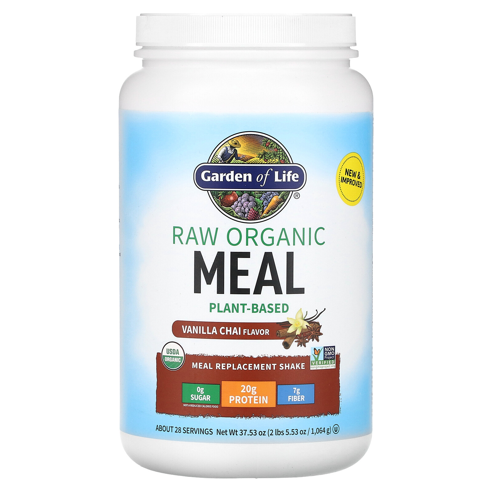 RAW Organic Meal, Shake & Meal Replacement, Vanilla Chai, 37.53 oz (1,064 g)