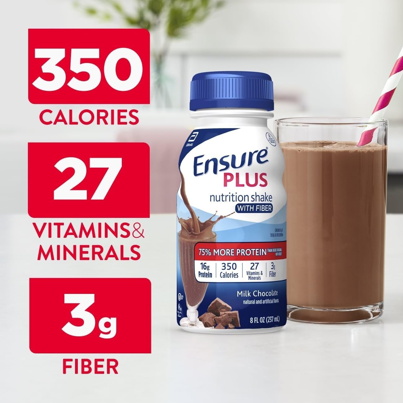 Plus Meal Replacement Protein Shake – 16g Protein, 27 Vitamins | 8oz Pack of 24