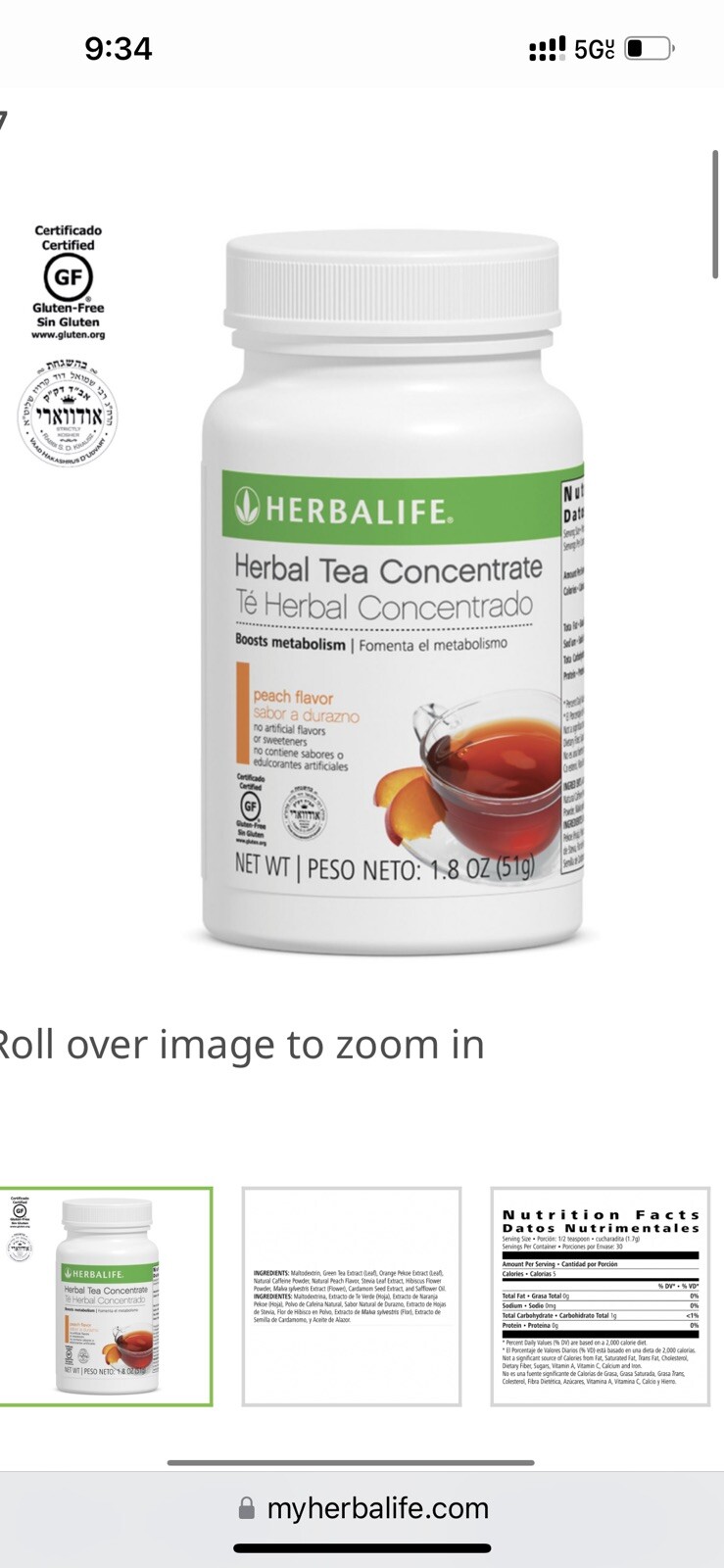 HERBAL TEA CONCENTRATE – PEACH- 1.8 OZ