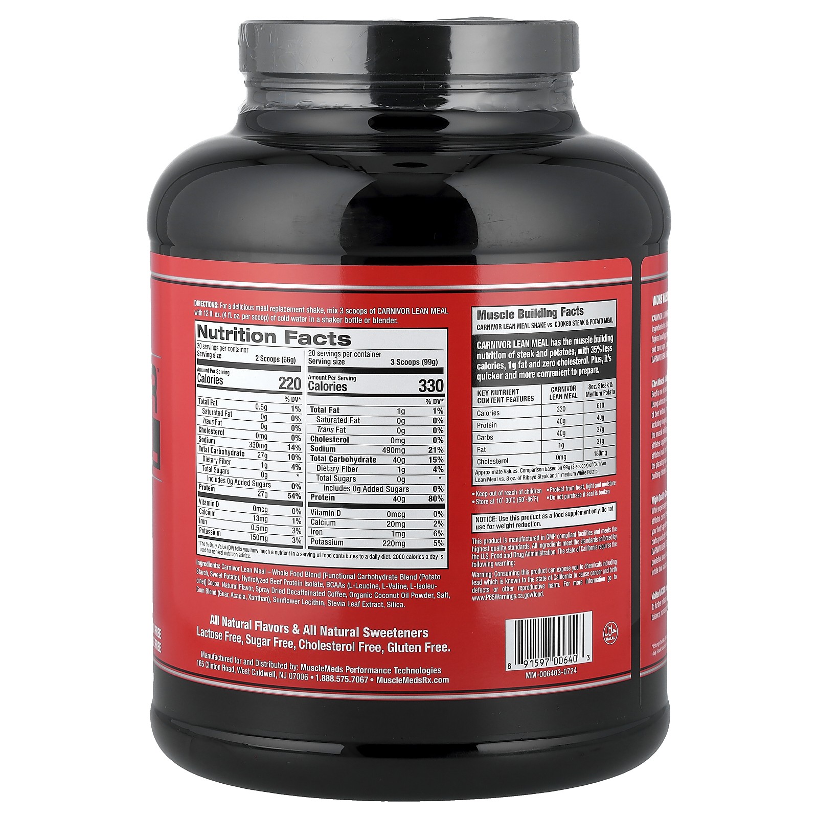 Carnivor™ Lean Meal, Mocha Latte, 4.3 lbs (1,980 g)