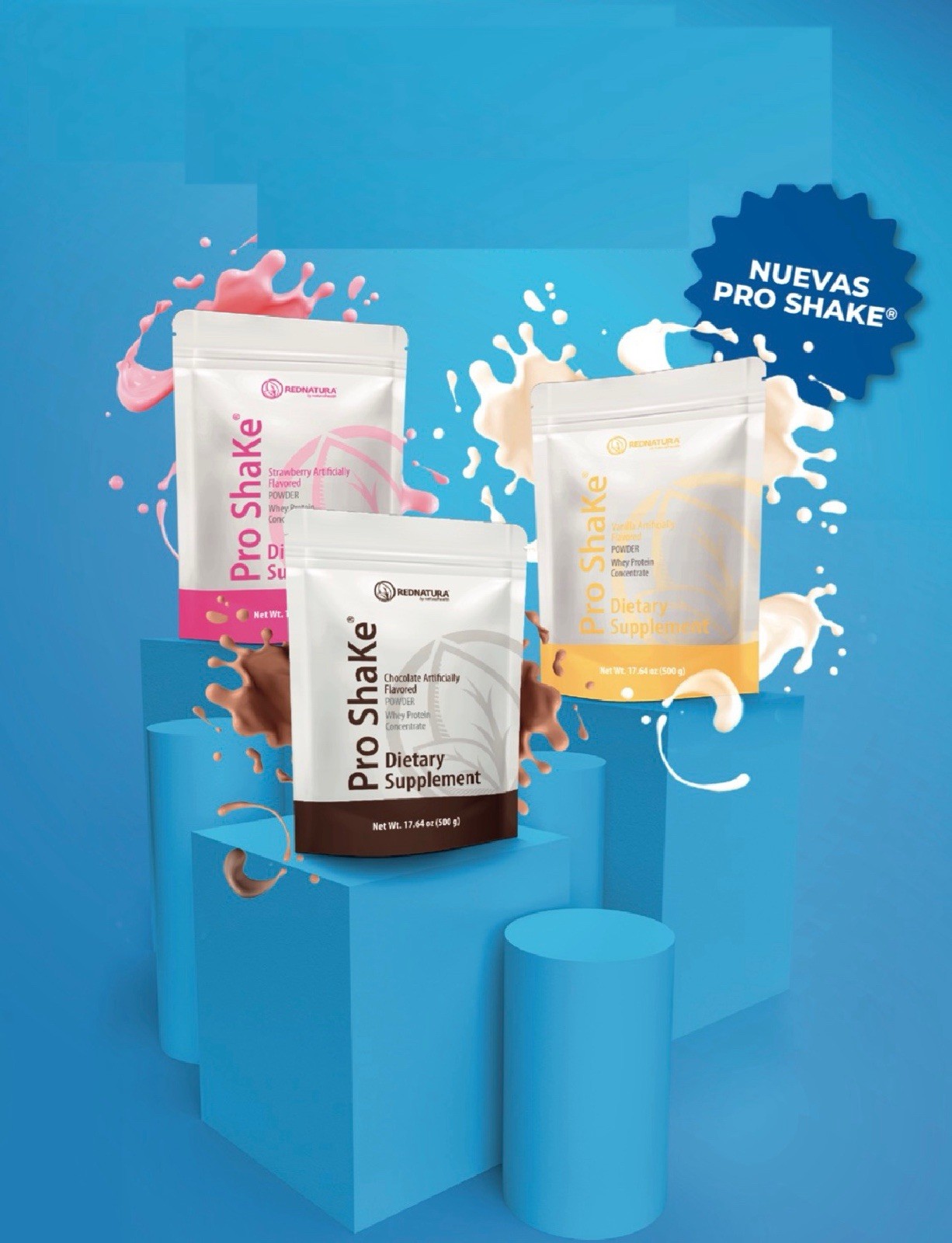 PRO SHAKE (Strawberry flavour) Cont. Net. 500g |Rednatura Powder