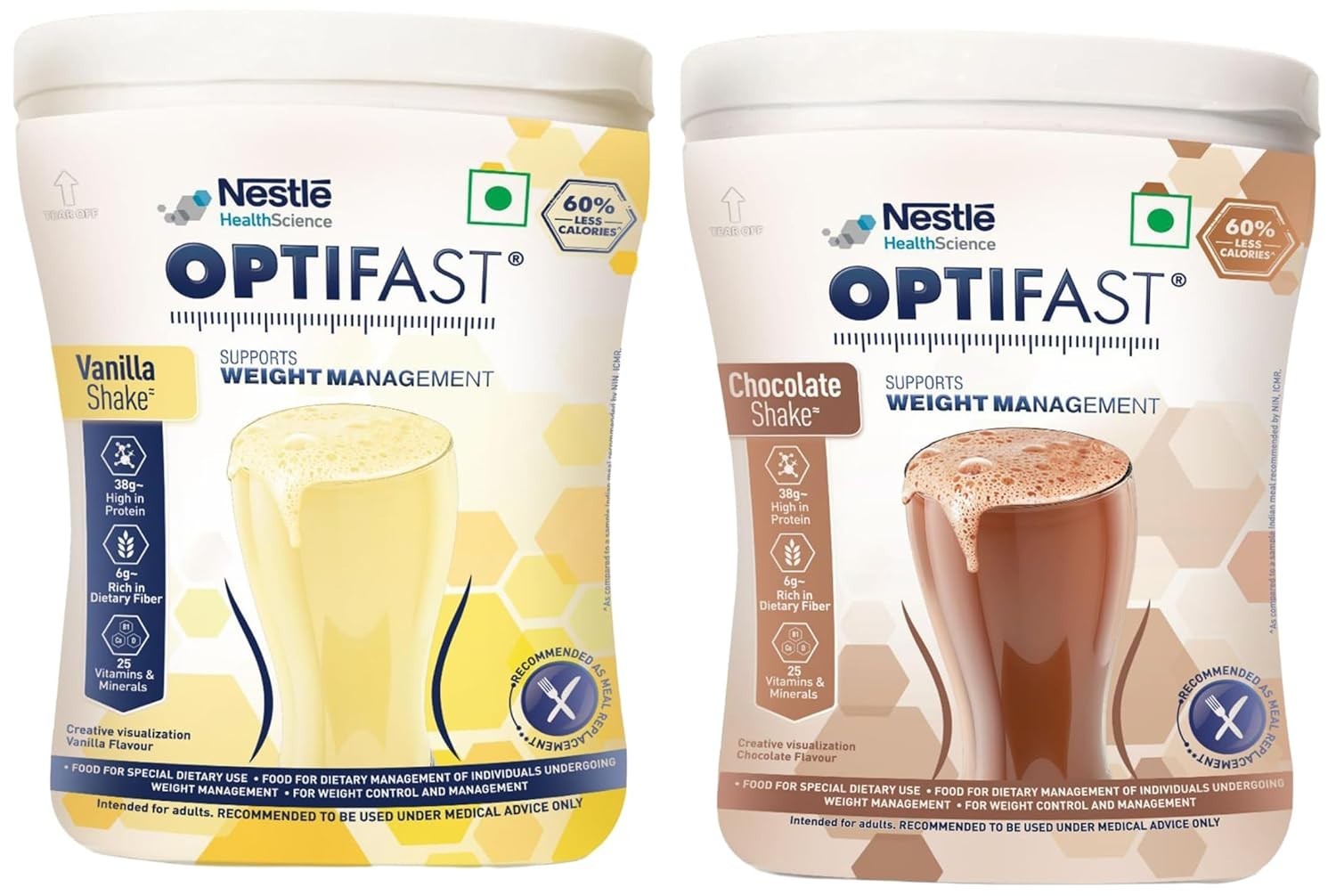 Nestle Optifast Shake | Vanilla and chocolate Flavour 400g Jar- Pack of 2