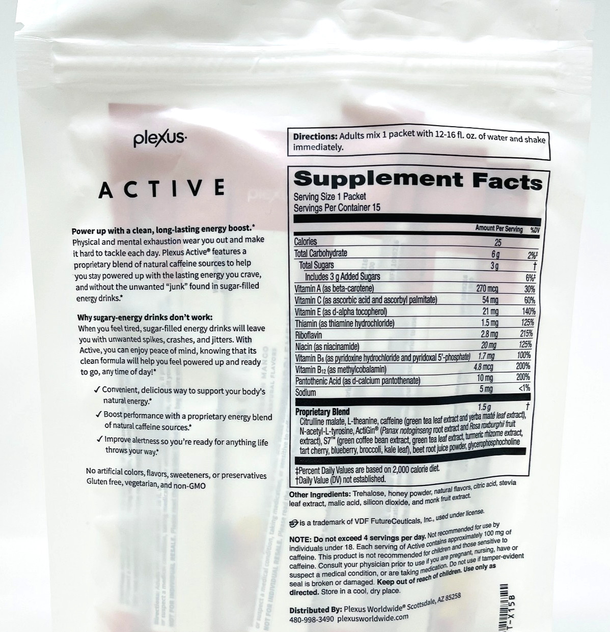 Plexus Active PEACH MANGO Energy + Focus 15 Single Serve Packets New/Sealed