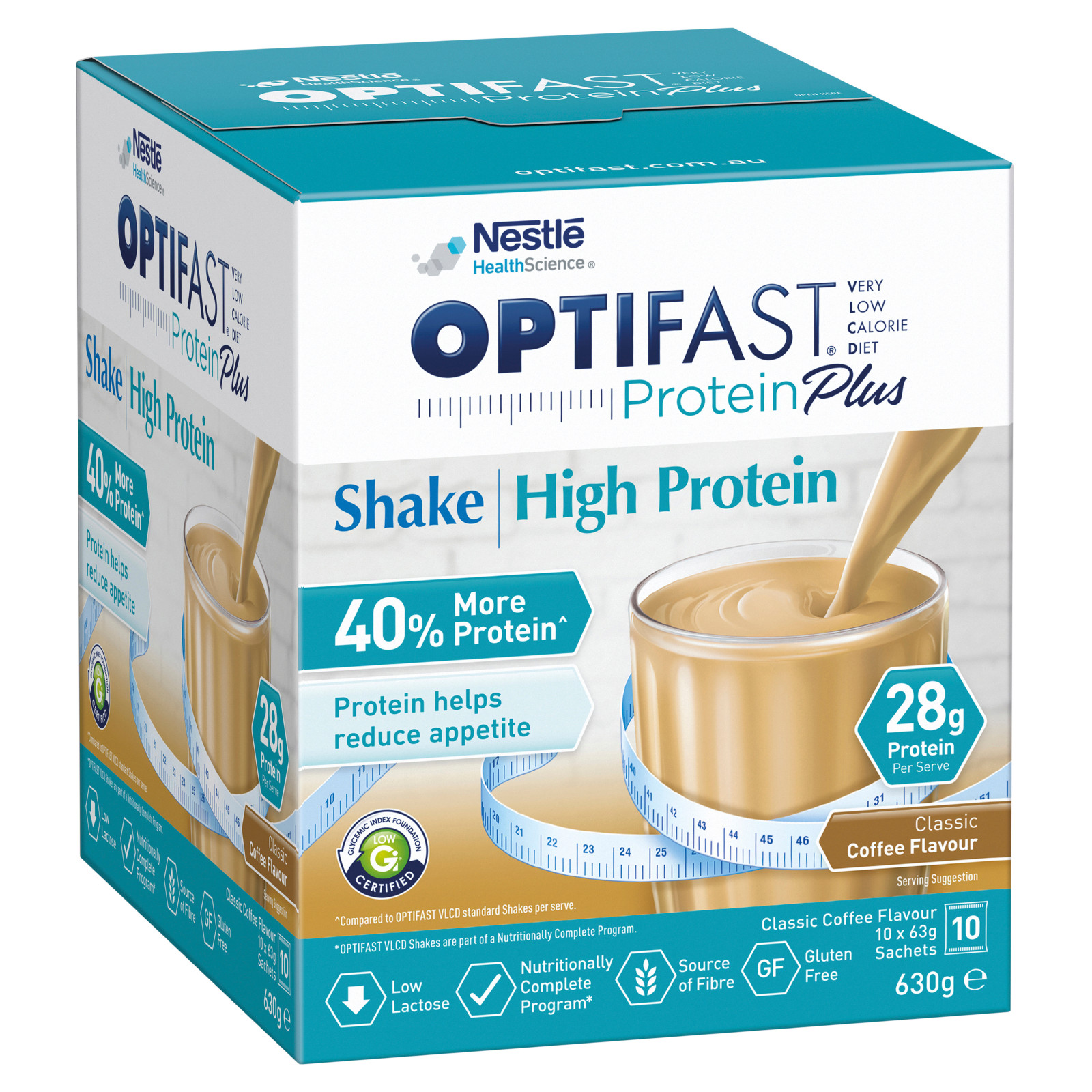 Optifast High 28g Protein Plus Coffee Flavour Shake Sachet All Nutrients 10x63g