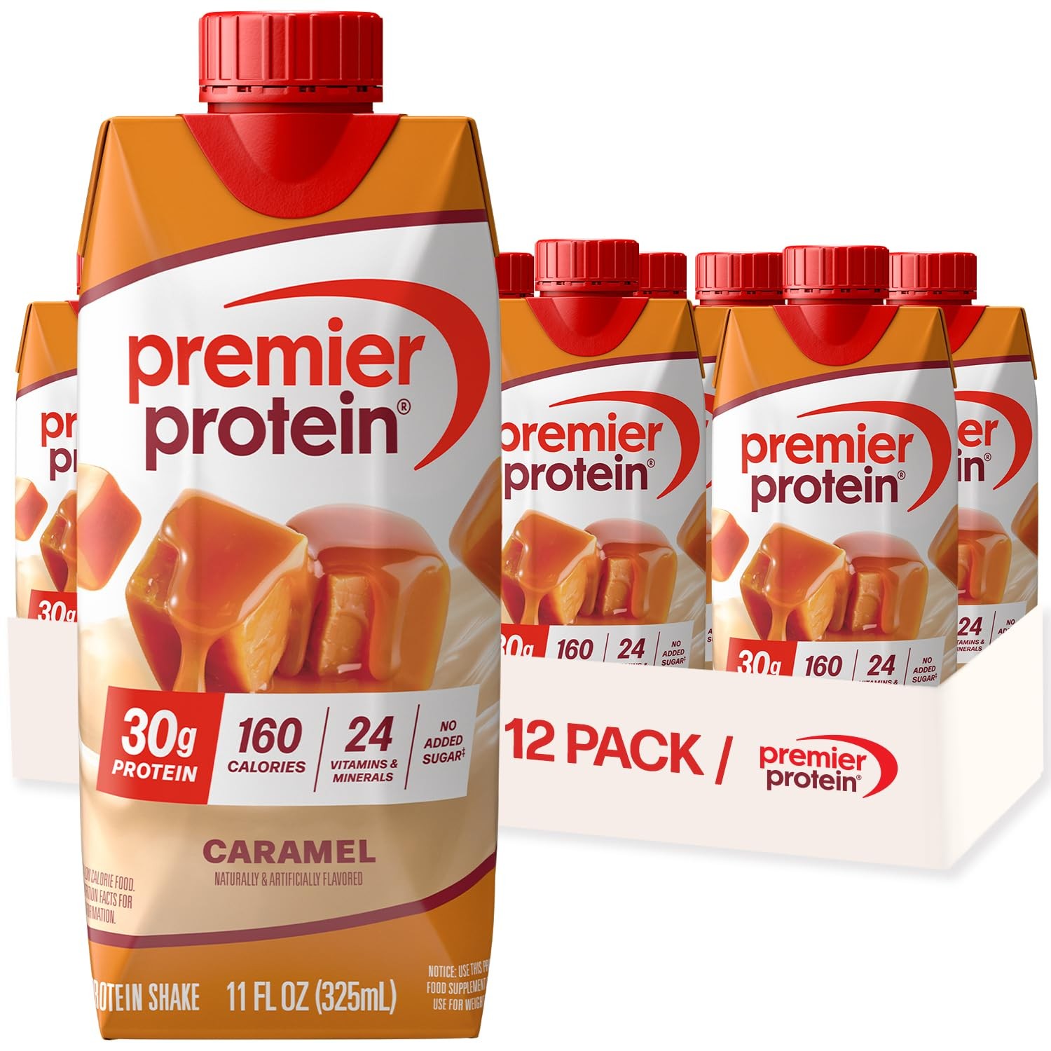 Premier Protein Shake Caramel Support Immune Health, 11 fl oz, 12 Pack Free SHIP