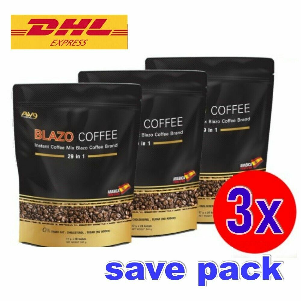 3x BLAZO COFFEE INSTANT MIX THAI COFFEE 29-IN-1 SLIMMING HEALTHY Herbals Health