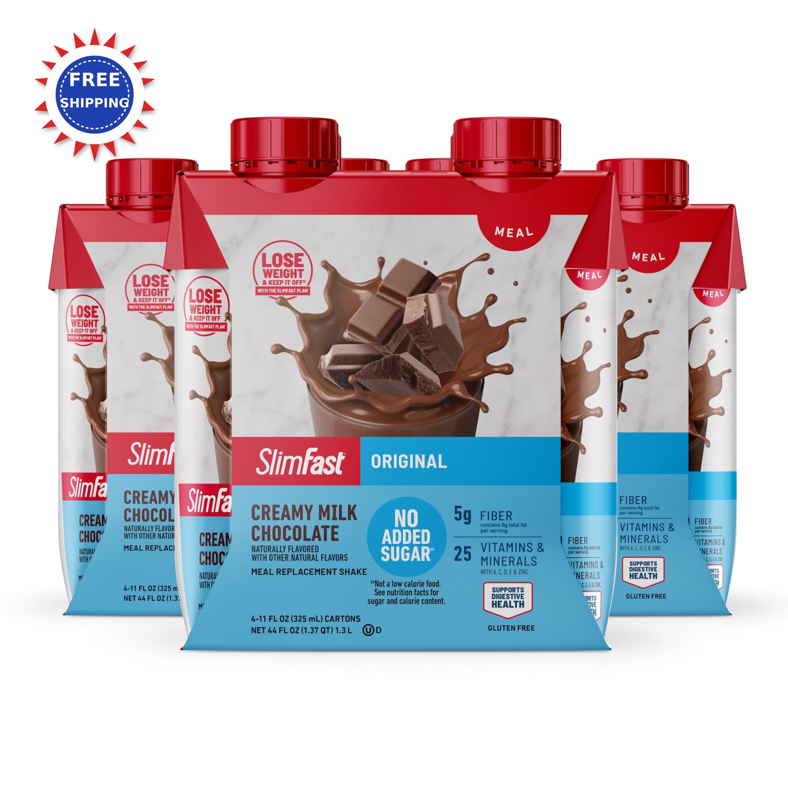 SlimFast Meal Replacement Shakes Creamy Milk Chocolate 10g 5g 12 Count