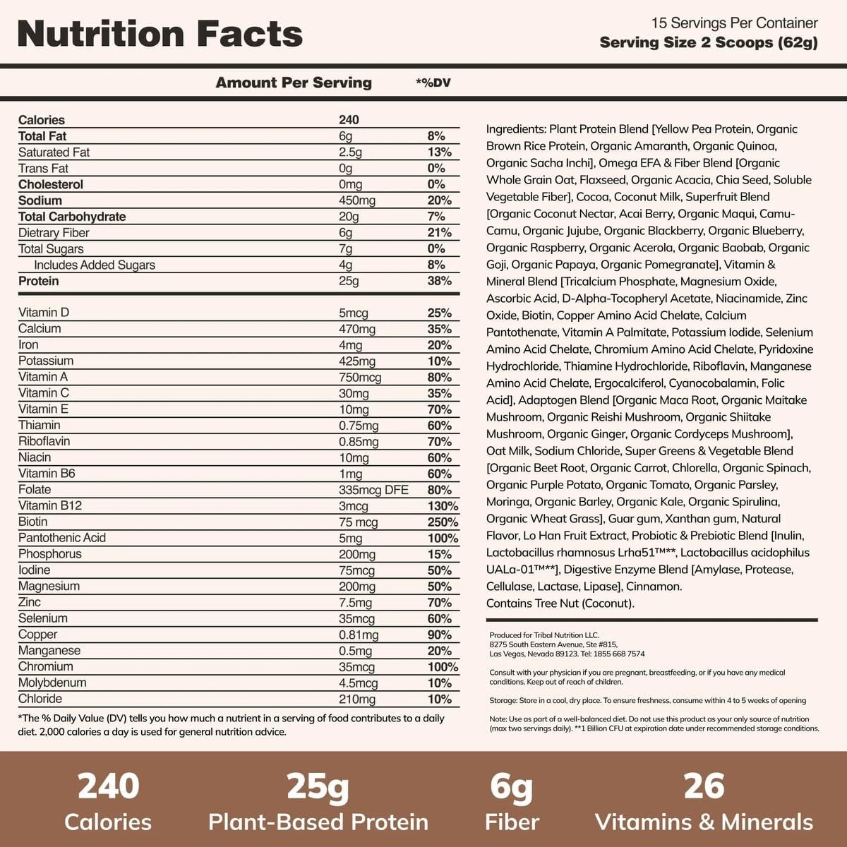 Ka’Chava All-In-One Nutrition Shake Blend Chocolate 15 Servings 85+ Superfood..