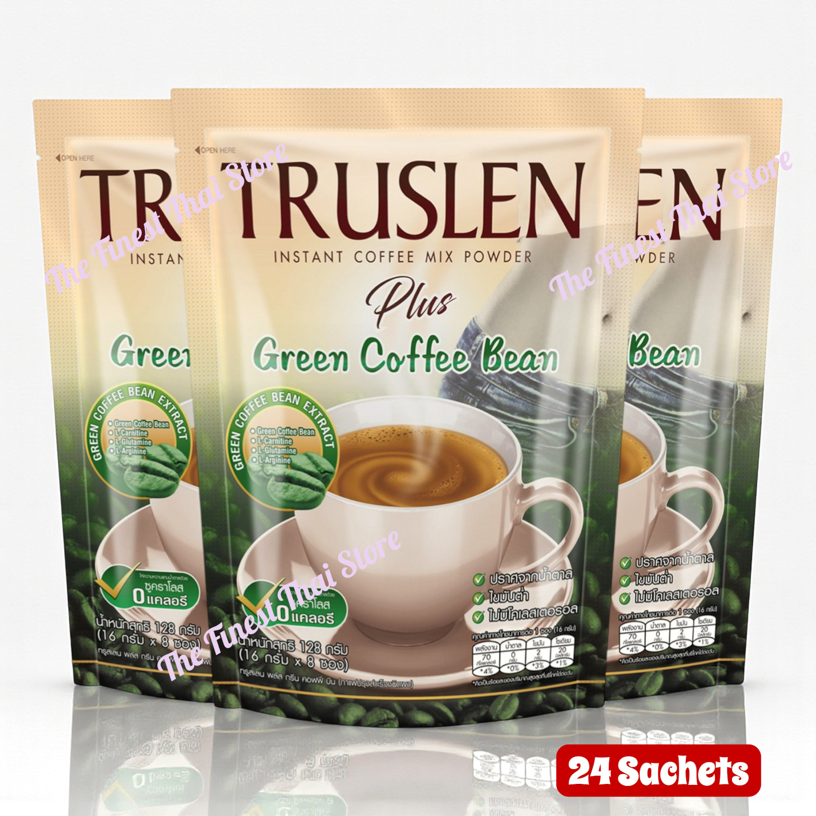TRUSLEN Instant Coffee Plus Green Coffee Bean Extract 16g x 24 Sachets