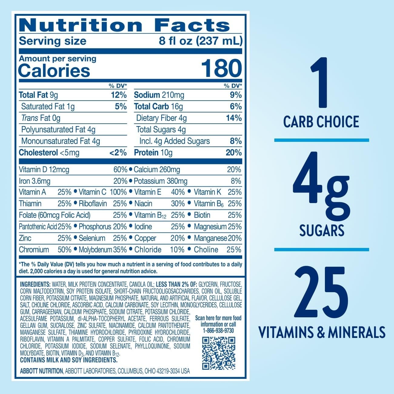 Blood Sugar Management Shake, 10g Protein, 180 Calories – 24 Vanilla Bottles