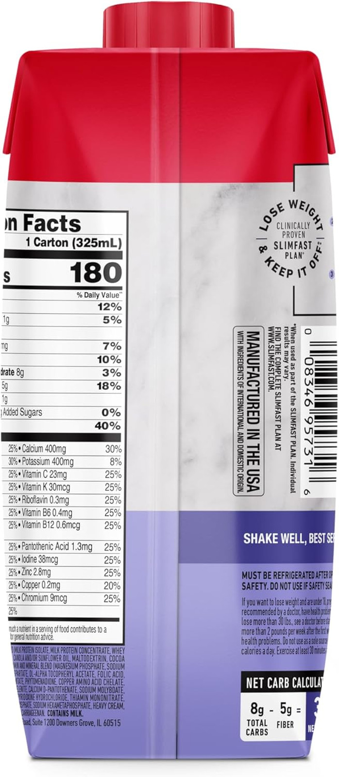 SlimFast Protein Shake, Milk Chocolate, 20g Protein Meal Replacement 11oz, 12 ct