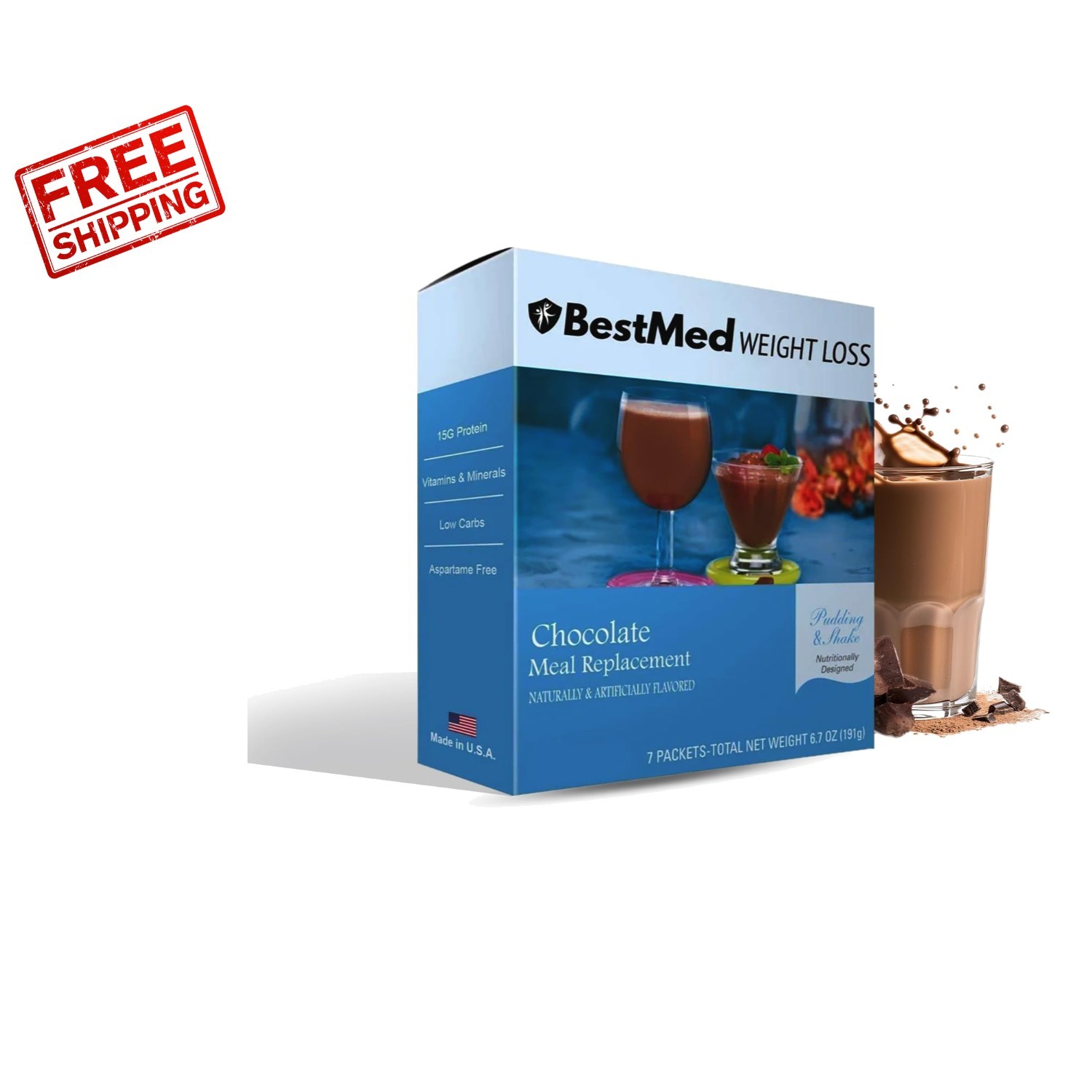 Delicious Low Calorie Chocolate Shake Mix – BestMed Keto & Gluten Free, 7 Pack