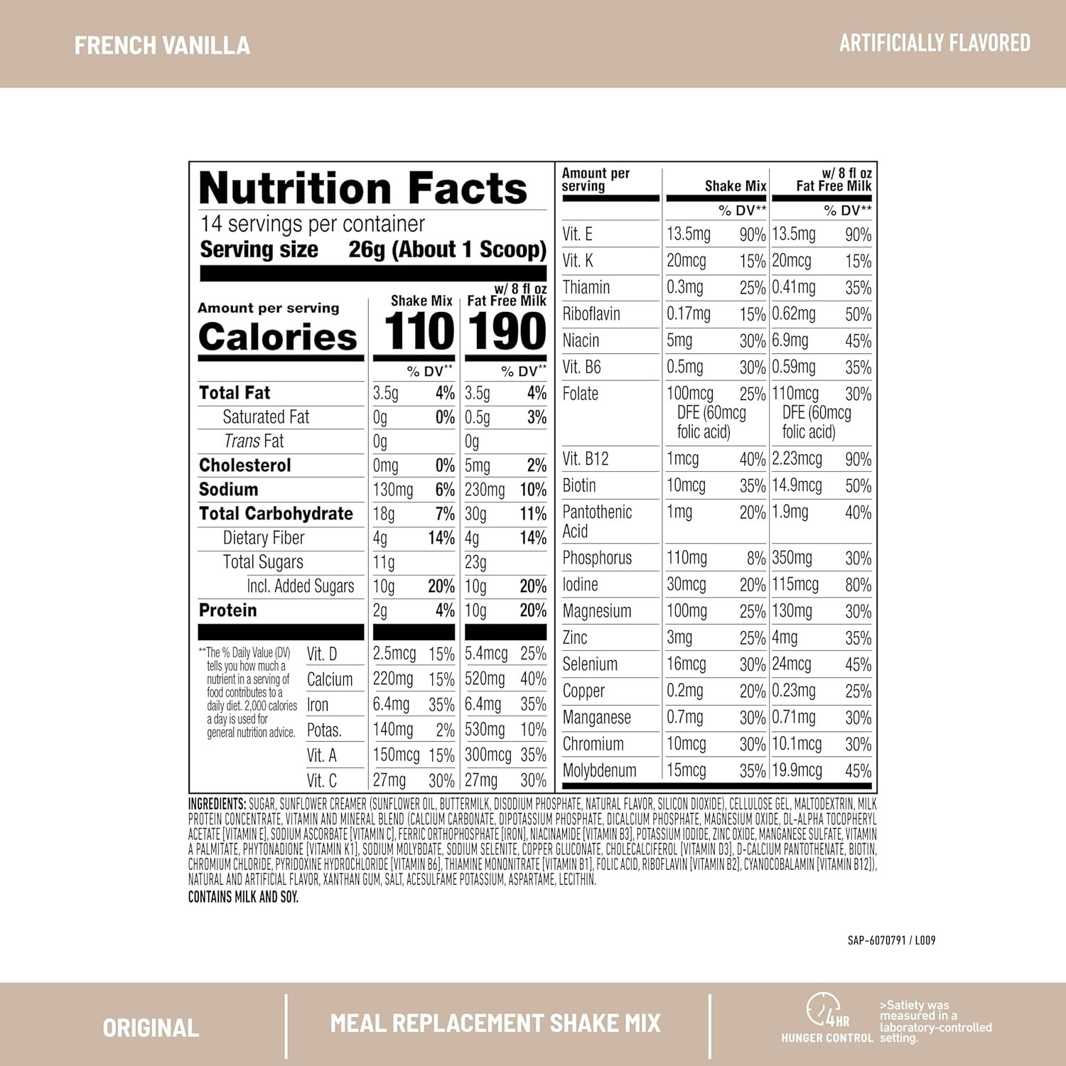Meal Replacement Shake – French Vanilla, Weight Loss, 14 Servings x 3