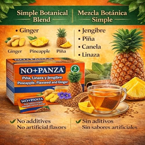 Herbal Tea by – 30 Tea Bags,Ginger, Pineapple, Cinnamon & Flaxseed – 100%