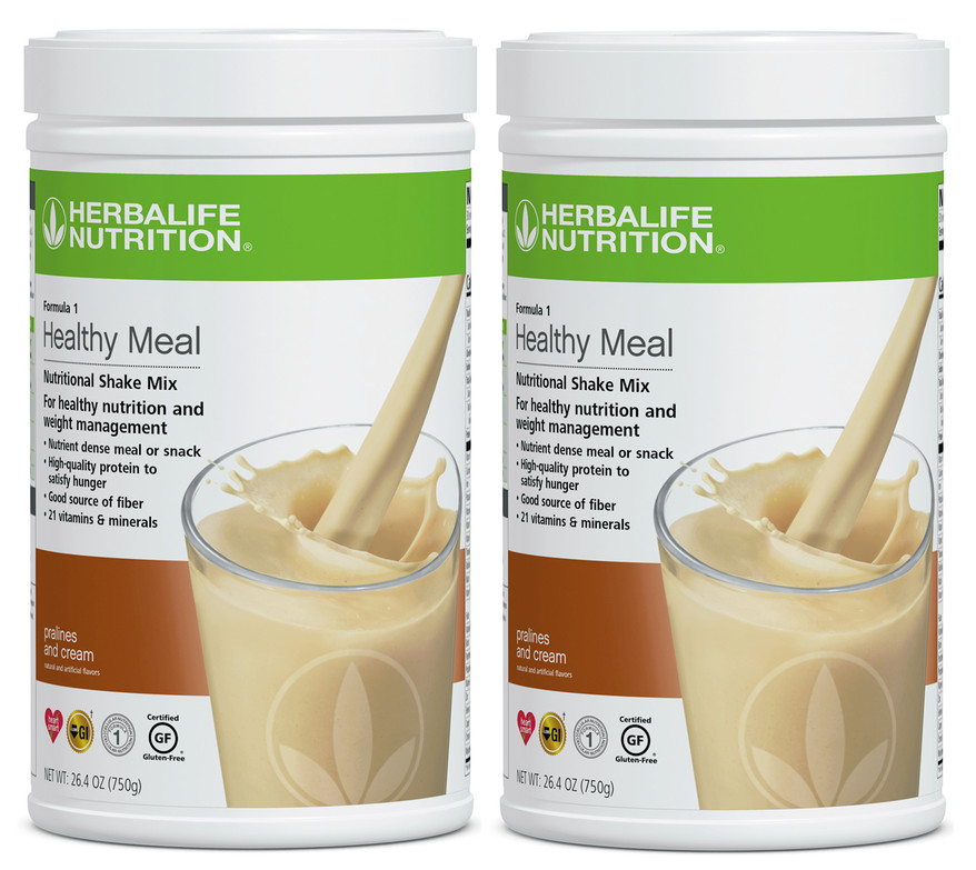 2X HERBALIFE FORMULA 1 Healthy Meal Shake Mix Pralines and Cream 750g