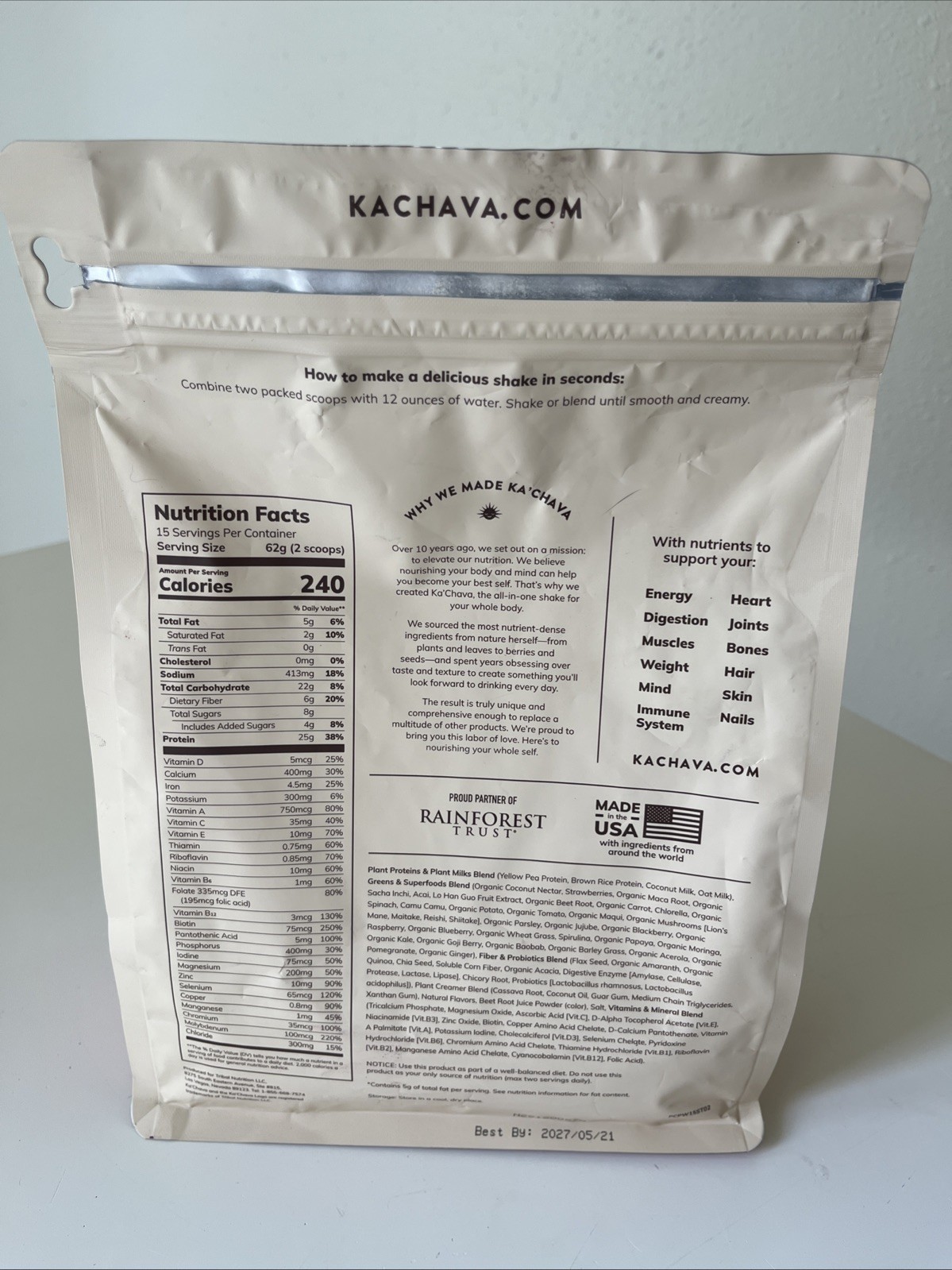 Ka’Chava All-In-One Nutrition Shake Blend, Strawberry, 15 Servings, 85+ Super…
