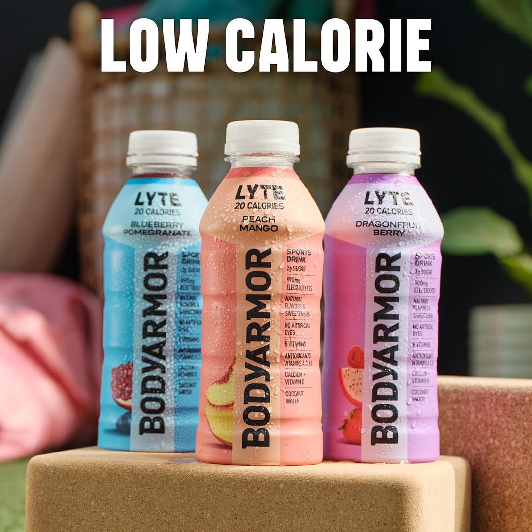 BODYARMOR LYTE, Peach Mango, 16 Ounce (Pack of 6), Lyte Mango