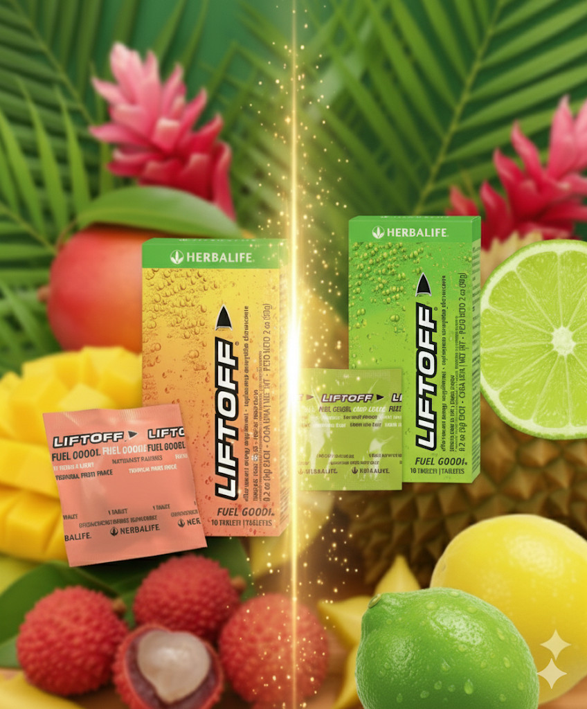 Herbalife Liftoff Energy 2‑Pack (Exp. 05/2027, 10 Tabs/Pack) Lemon Lime&Tropical