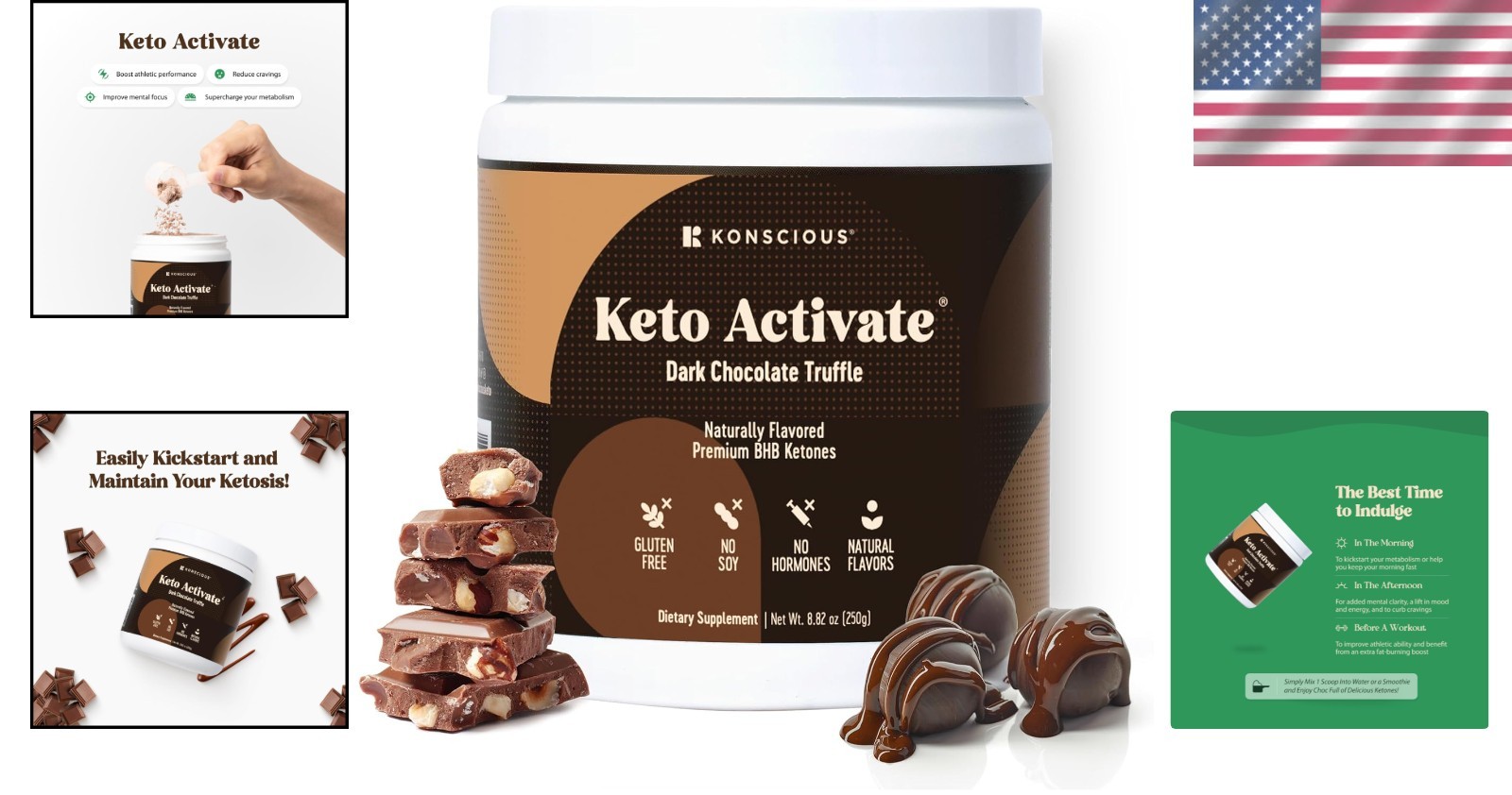Konscious Keto Dark Chocolate Truffle – 10oz Exogenous Ketone Powder Delight