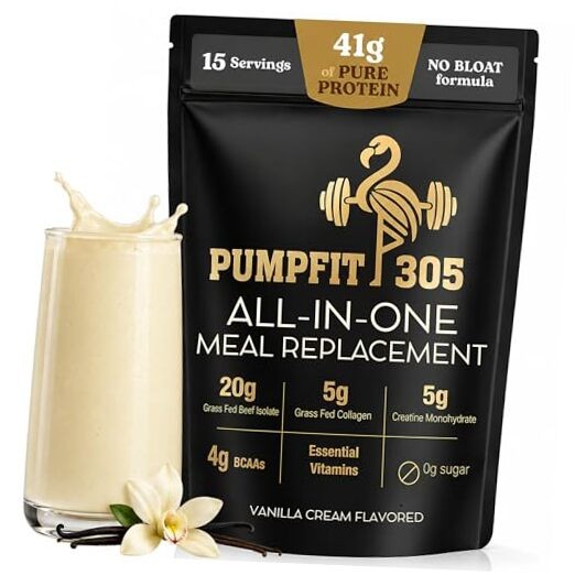All-in-One Meal Replacement Shake Powder, 41g Grass-Fed Beef Protein +