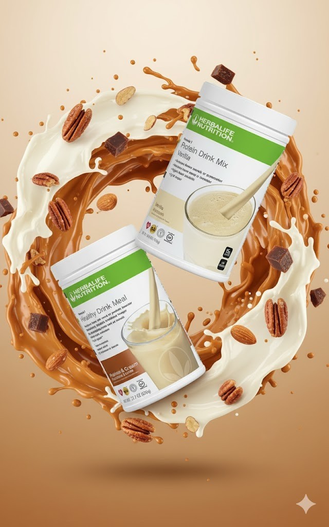 Herbalife Vanilla Protein Drink Mix & Praline and Cream F1 Set – Premium Duo