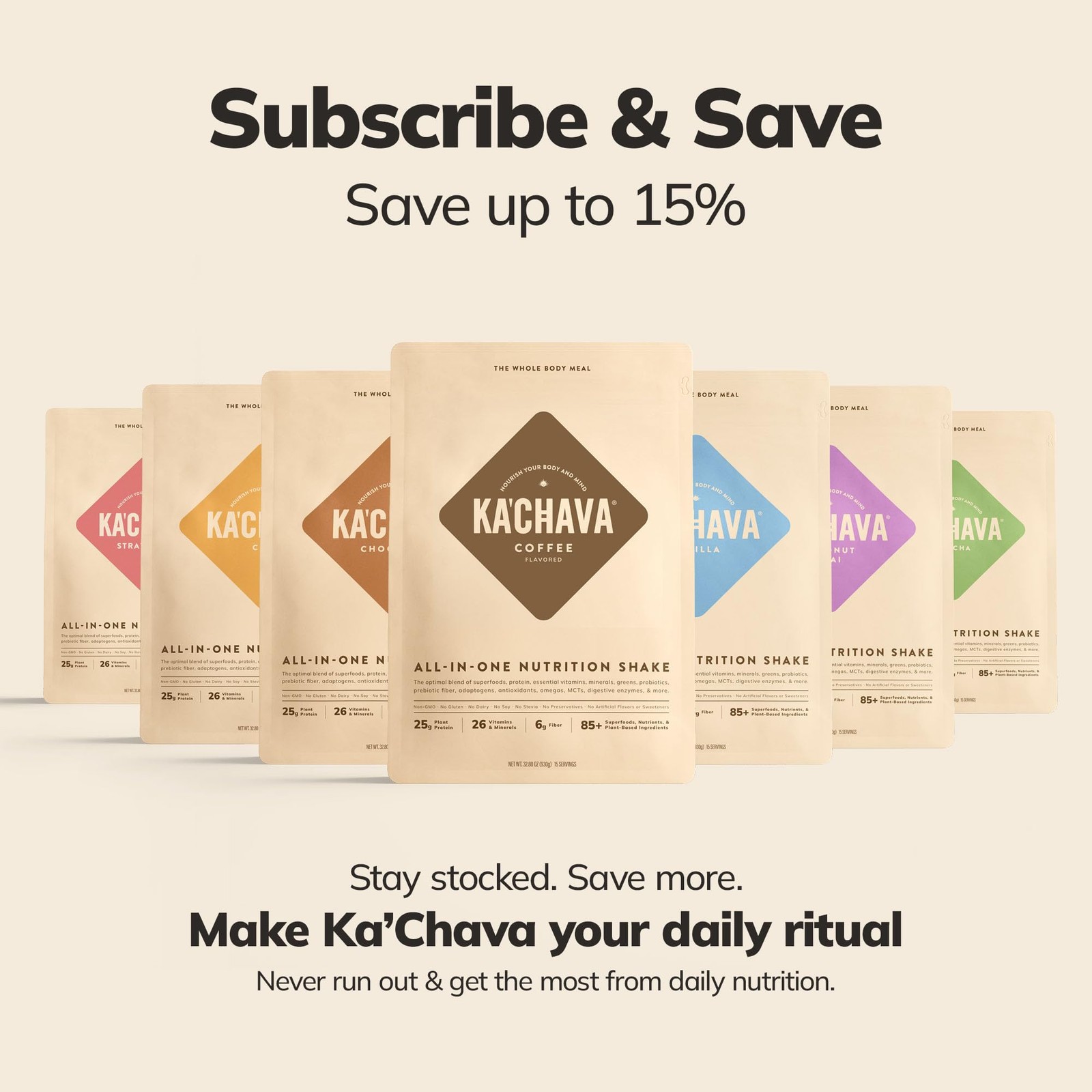 Ka’Chava Whole Body Meal Shake Chocolate 2 lb Gluten & Dairy Free (15 Servings)