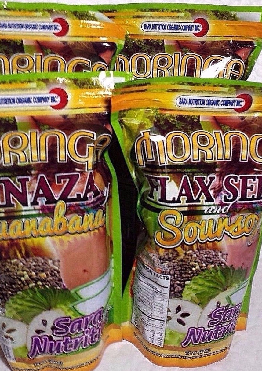4 PCS SARA NUTRITION Moringa Linaza & Guanabana FLAX SEED SOURSOP NUTRICION