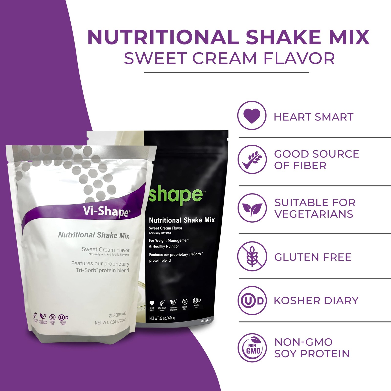 Vi Shape Original Nutritional Shake Mix Sweet Cream Flavor | 22oz 1 Bag, 24 S…