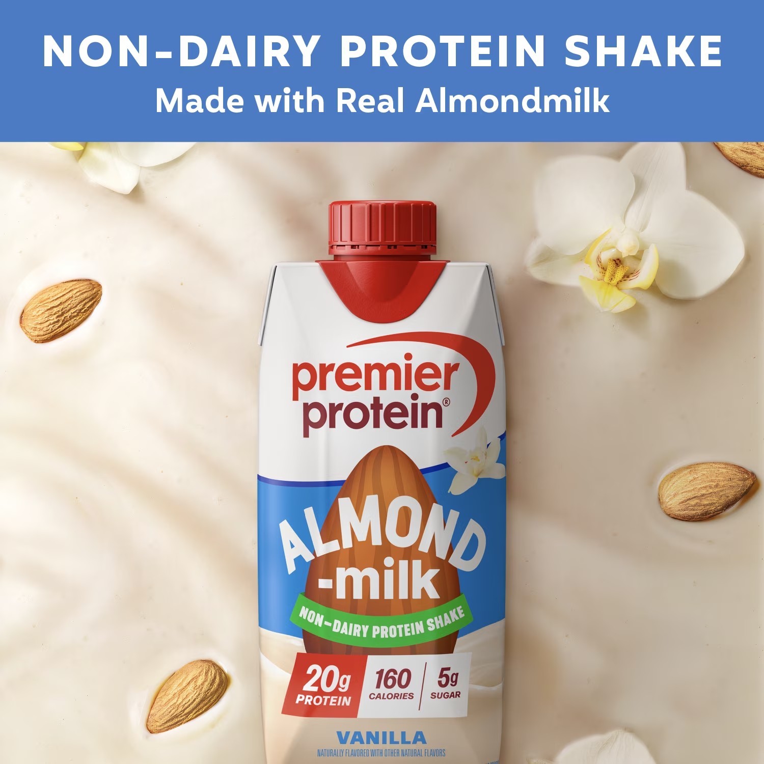 Premier Protein Almond Milk Shake, Vanilla, 20g Protein, 11 Fl Oz, 4 Ct.