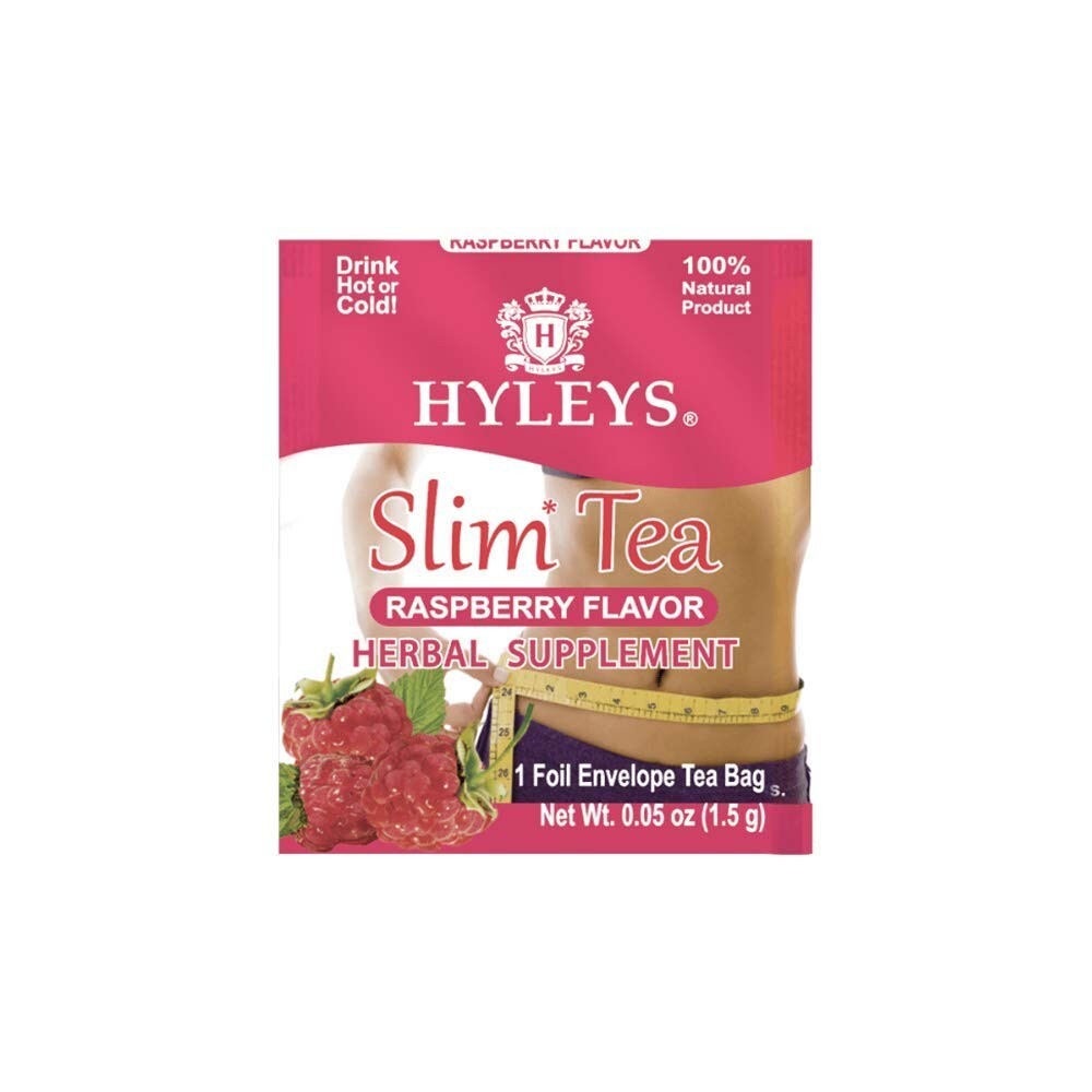 4-PACK Hyleys Slim Tea NO GMO Raspberry 100% Natural 25 tea bags, EXP 10/25