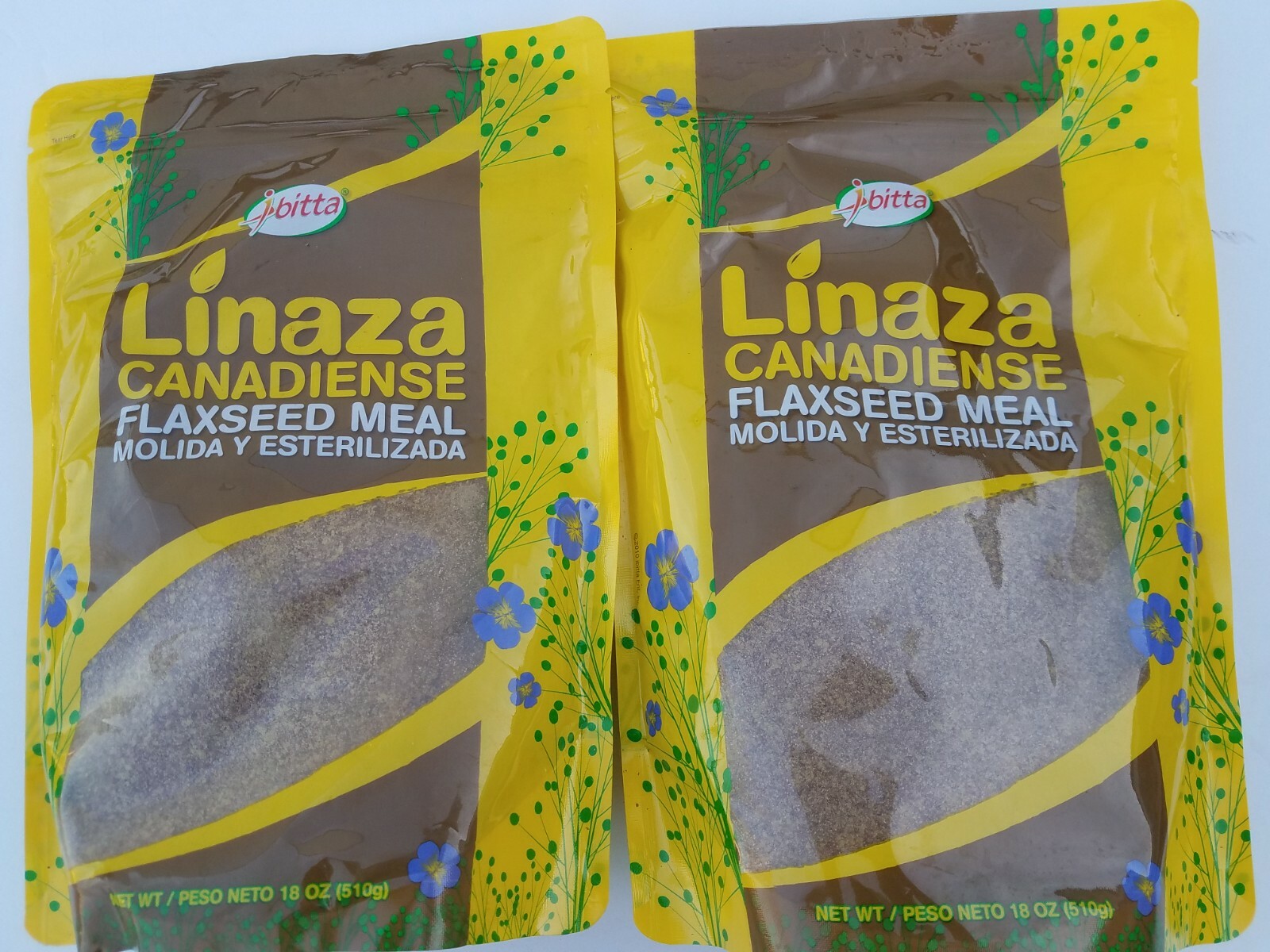 2 Ibitta Flax Seed Meal Linaza Canadiense 18 oz 06/24 Molida Estirilizada Fresh