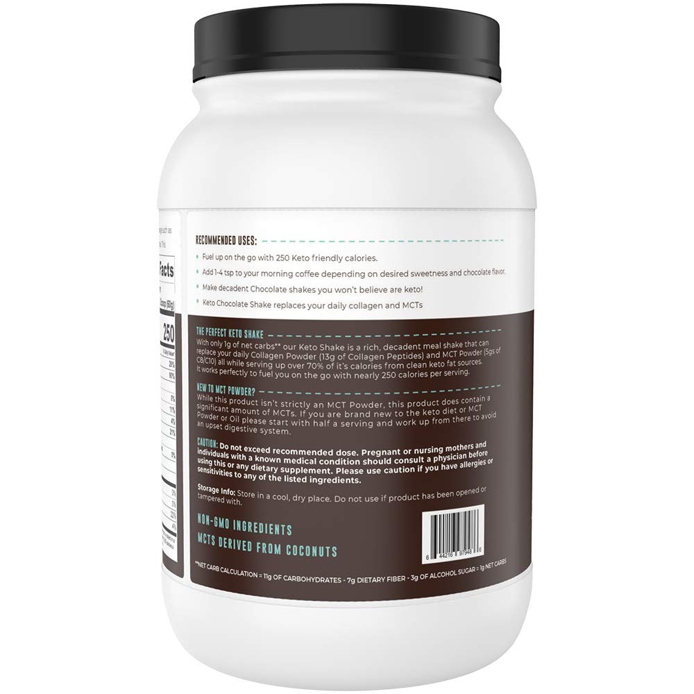 Keto Meal Replacement Shakes, Chocolate, 2lbs, Low Carb Keto Protein Shake Mi…