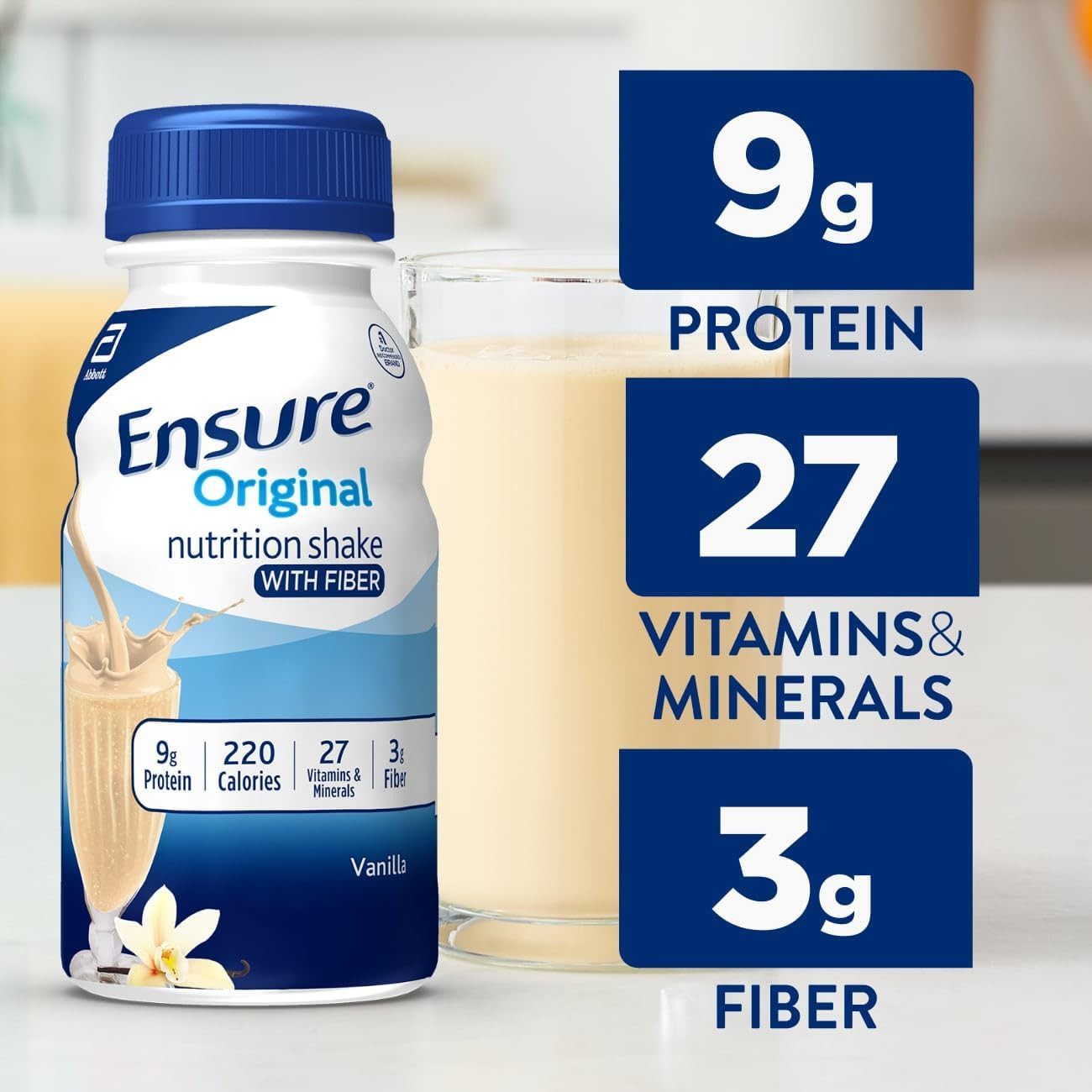 Original Vanilla Nutrition Shake with Fiber | Small Meal Replacement Shake | Rea