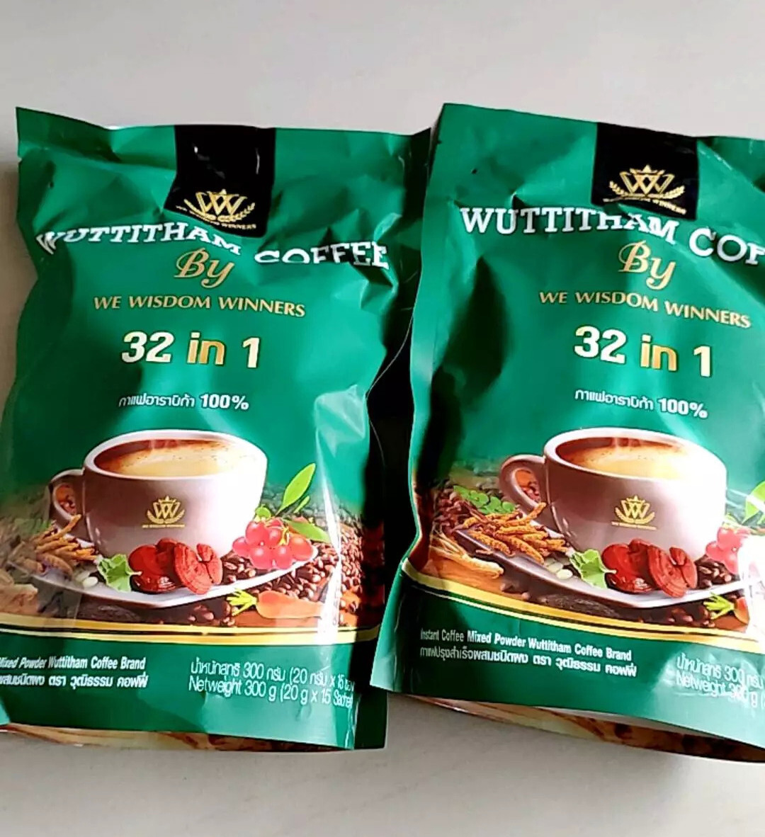 2 x Wuttitham Healthy Instant Coffee 32 in 1 Herbs Mixed Manage Weight Control