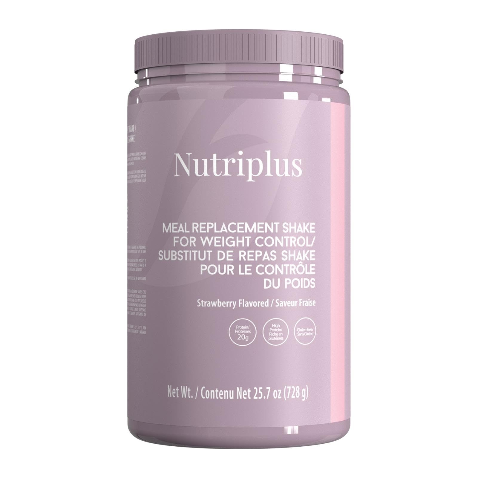 FARMASi Nutriplus Shake, 20g Protein, 27 Vitamins, Easy Prep, 18.3 oz Strawberry
