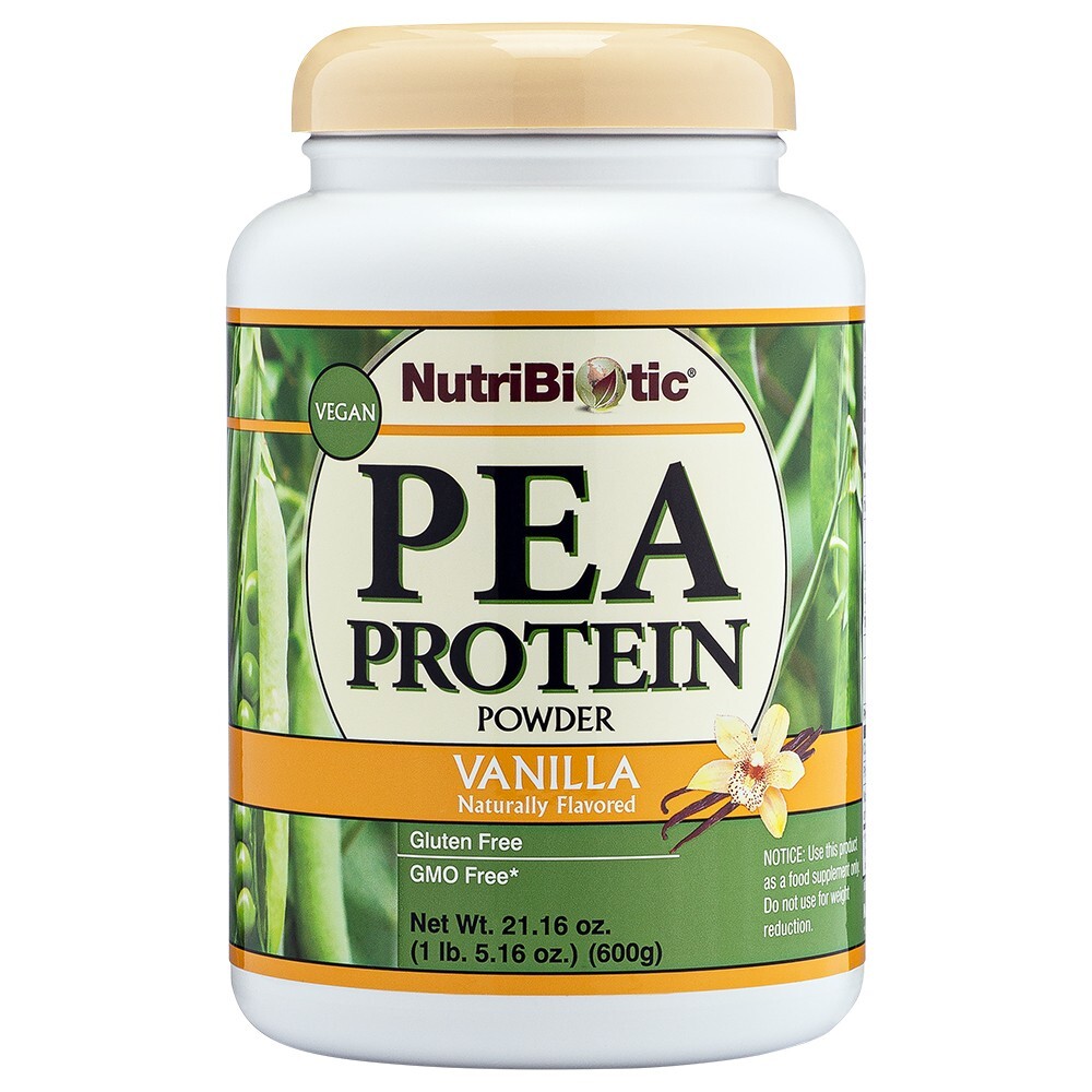 NutriBiotic – Pea Protein, Vanilla 21 oz, Vegan, Free of GMOs & Gluten