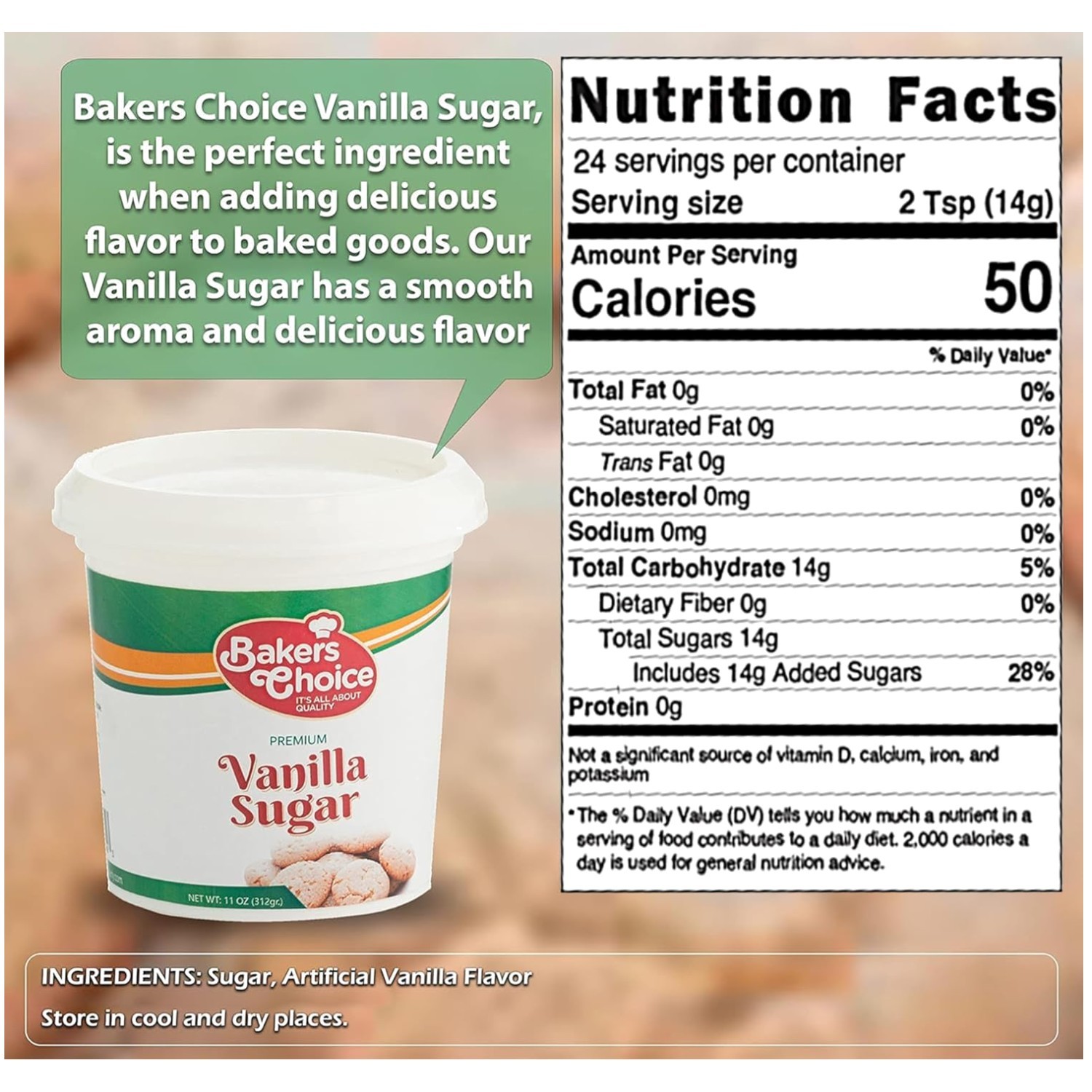 Gourmet Vanilla Sugar – 12 oz. by Baker’s Choice