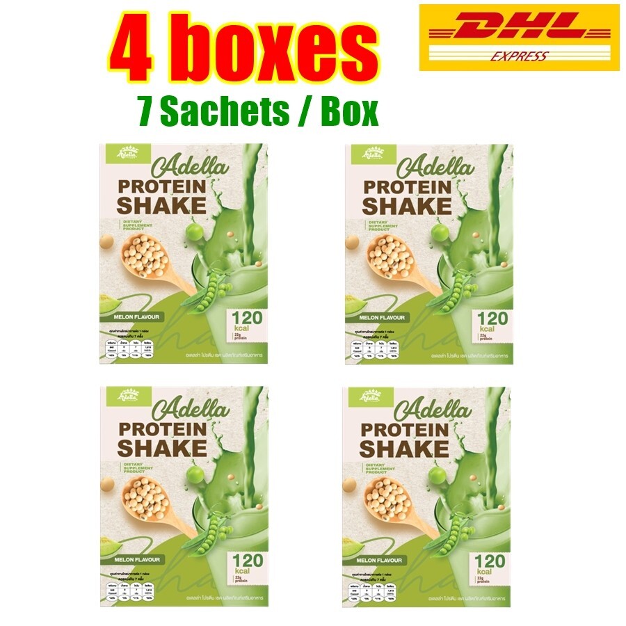 4x Adella Protein Melon Flavor Anti-Oxidant Low Calories 0% Sugar.