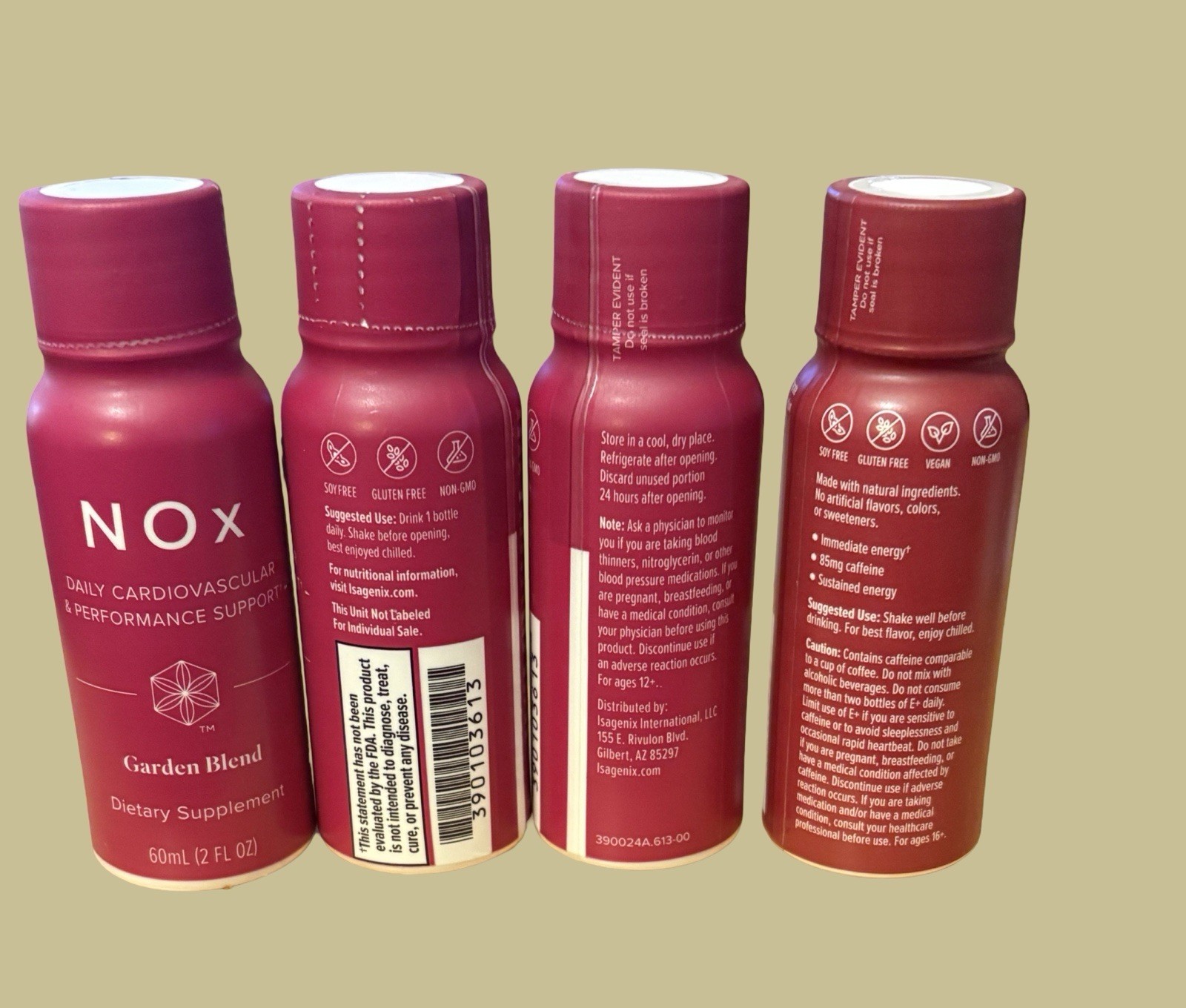 Isagenix 3 NOx Garden Blend Exp 03/2027 1 E+ Apatogen Energy Shot Exp 05/2028