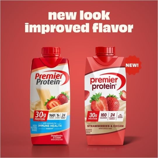 Premier Protein Shake Strawberries & Cream 30g Protein No Added Sugar 12 Pack