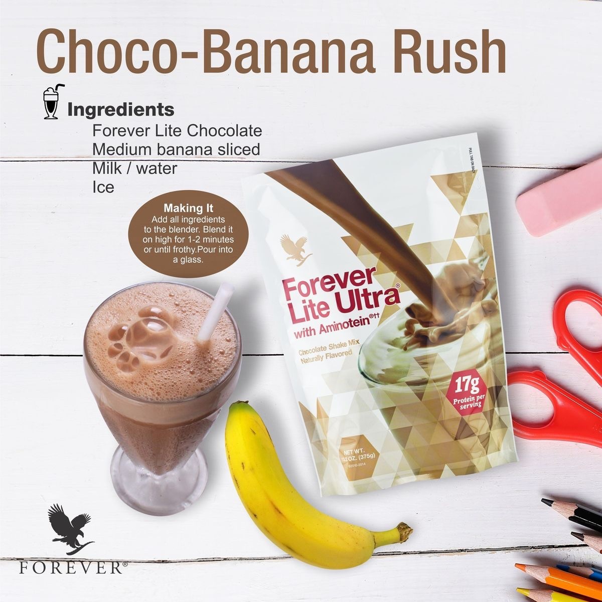 2 Forever Lite CHOCOLATE Ultra Shake Mix Aminotein/HALAL Soy Protein