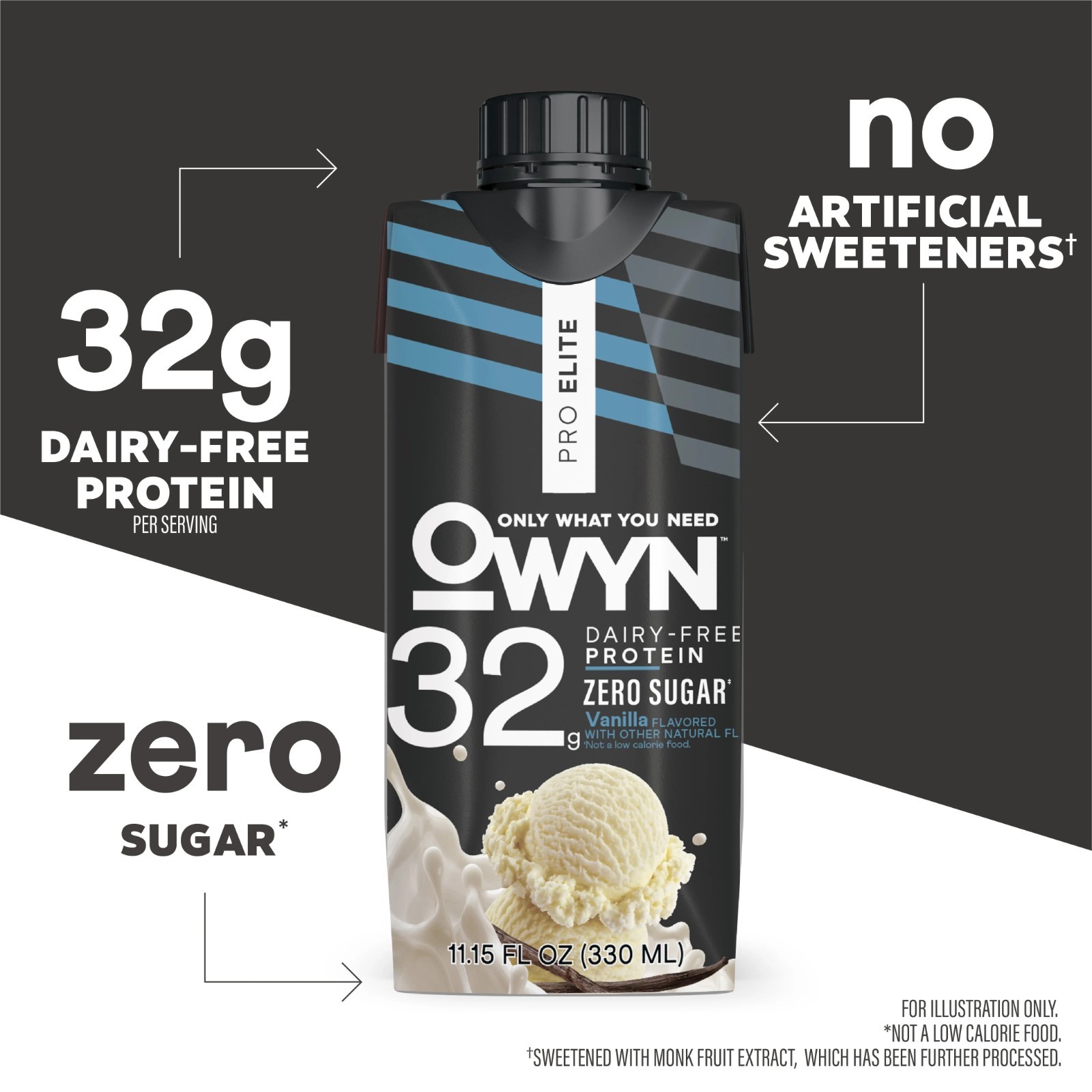 OWYN Pro Elite 32g High Protein Shakes, Vanilla, 11.15 fl oz, 4 Count.