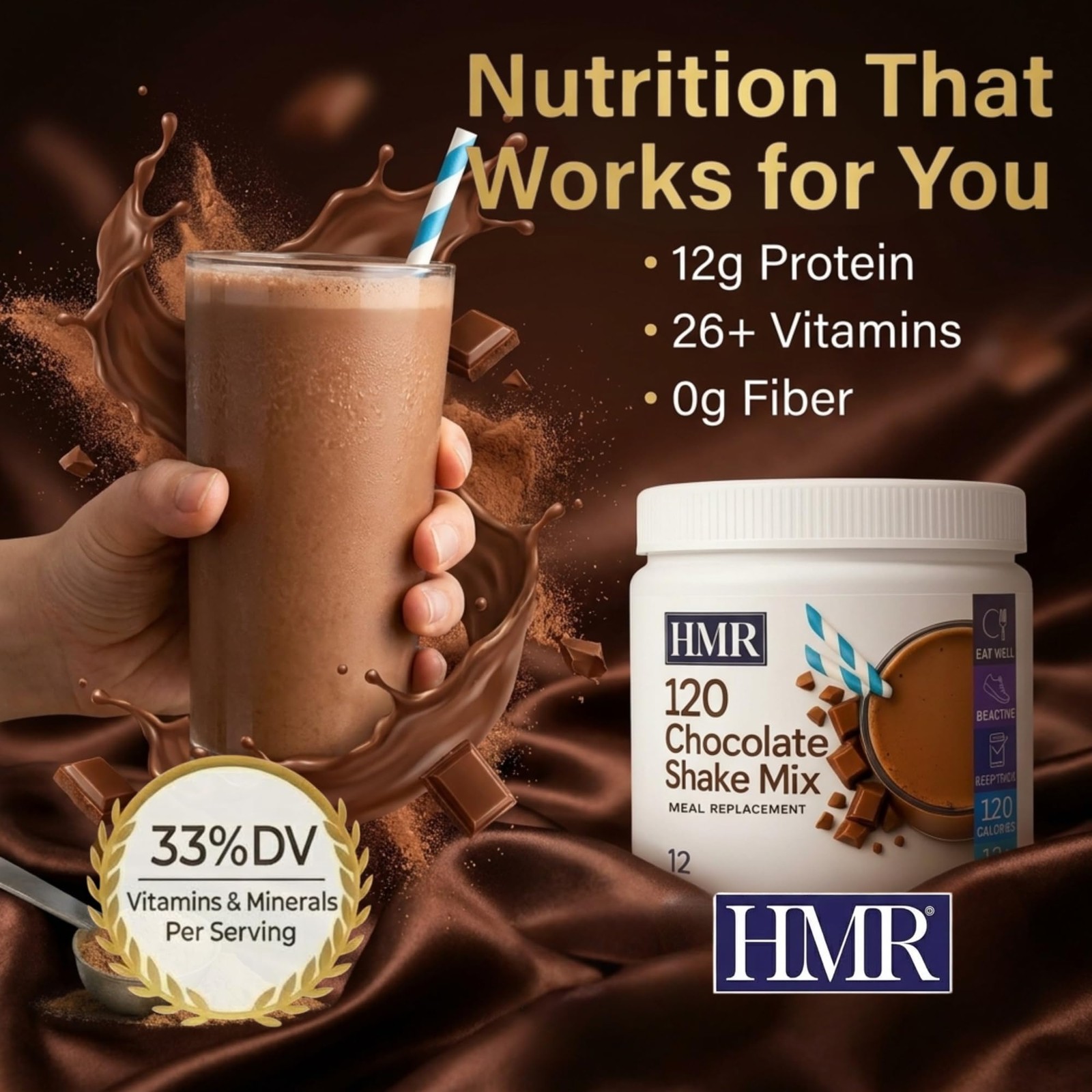 HMR 120 Chocolate Shake Meal Replacement Powder | Chocolate Shake Mix to Supp…