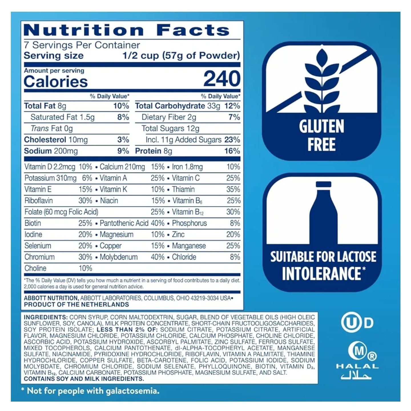 Ensure Original Nutrition Powder Drink Mix Vanilla 14.1 oz Gluten Free Halal