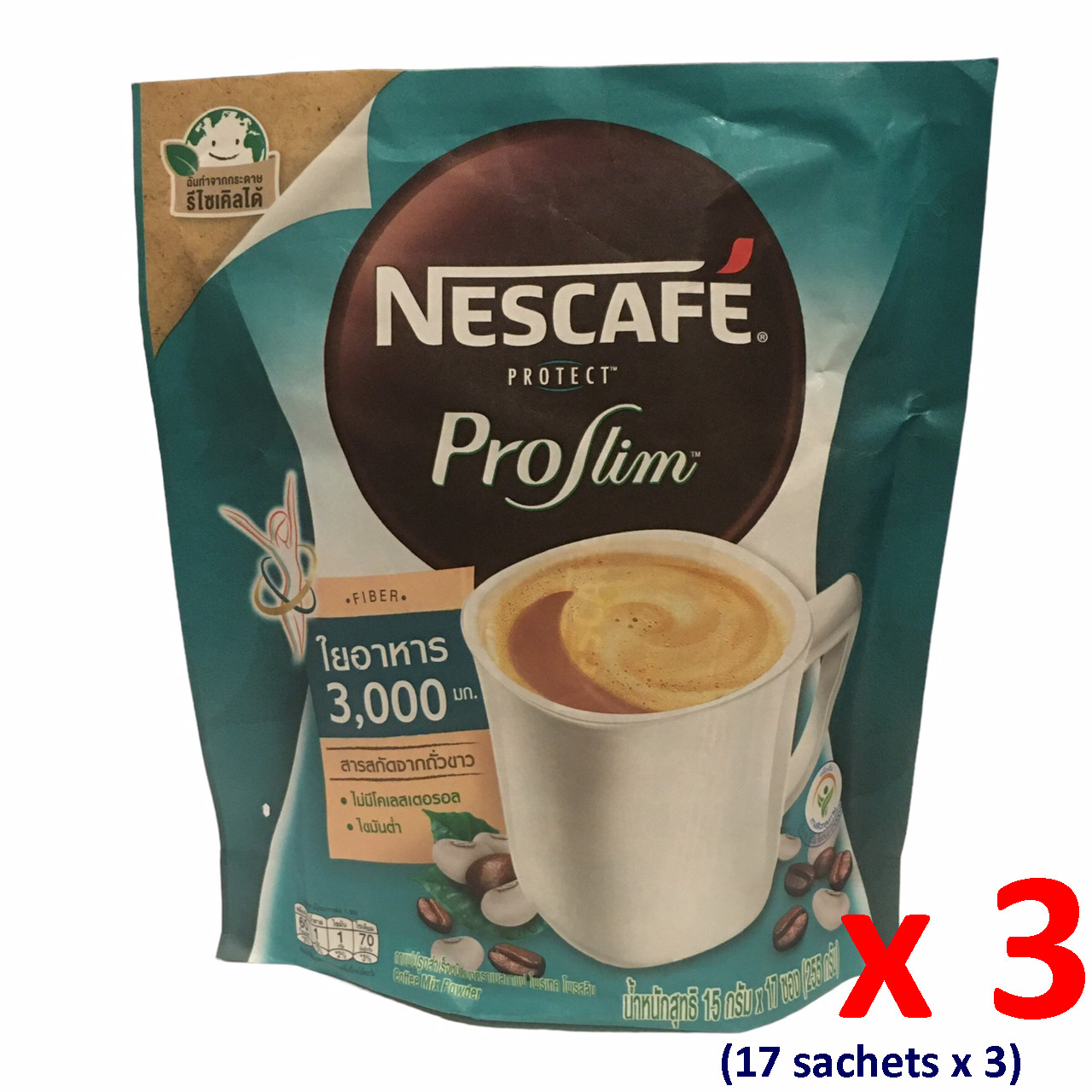 3 x Nescafe Protect ProSlim 3in1 Instant Coffee Mix Powder Body Weight Control
