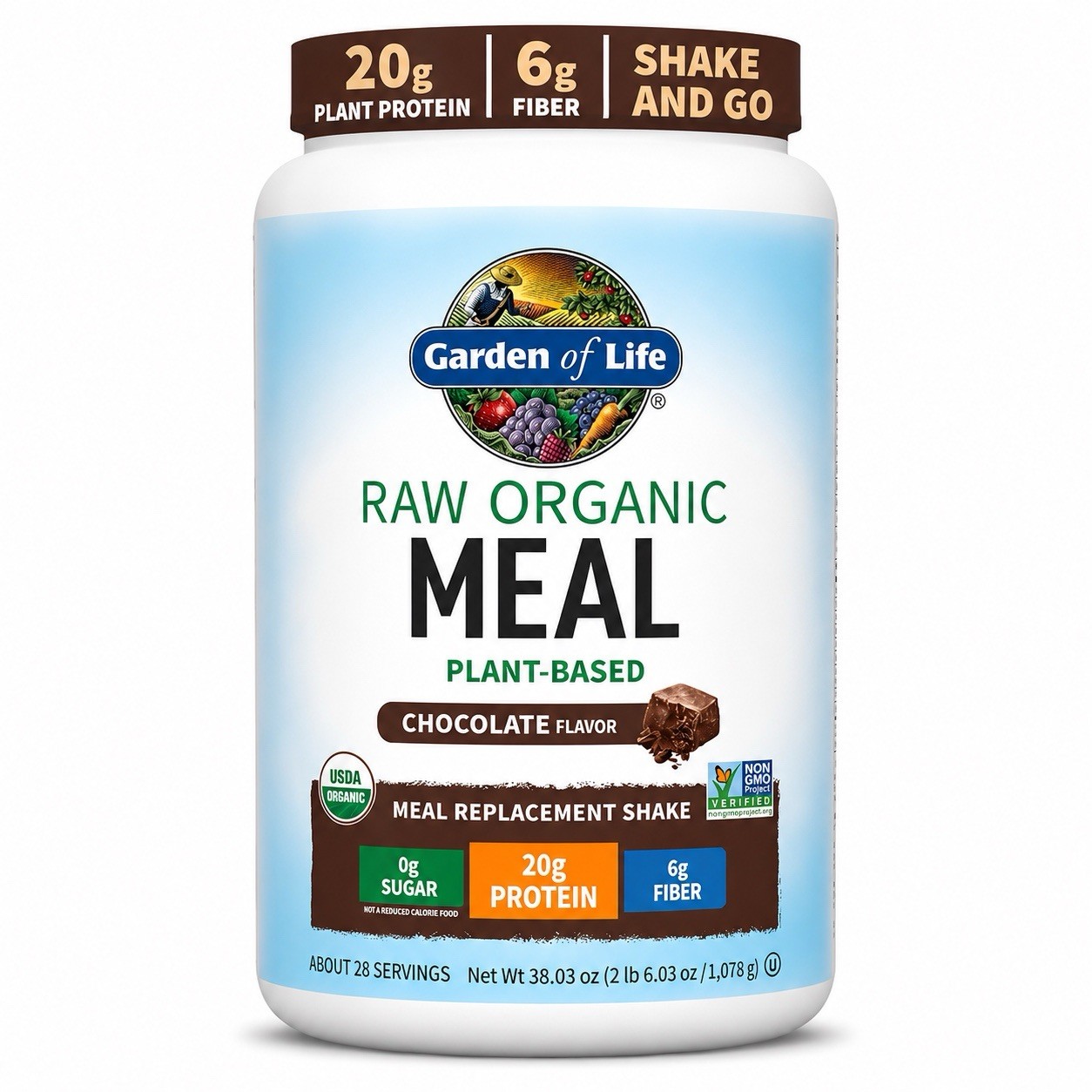 Garden of Life RAW Organic Meal Chocolate Plant Protein Shake 28 Servings