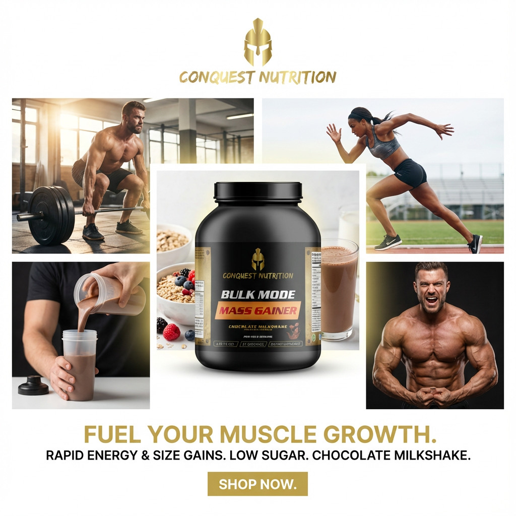 Conquest Bulk Mode Mass Gainer Chocolate Milk Low Sugar 6lb Weight Gain Protein