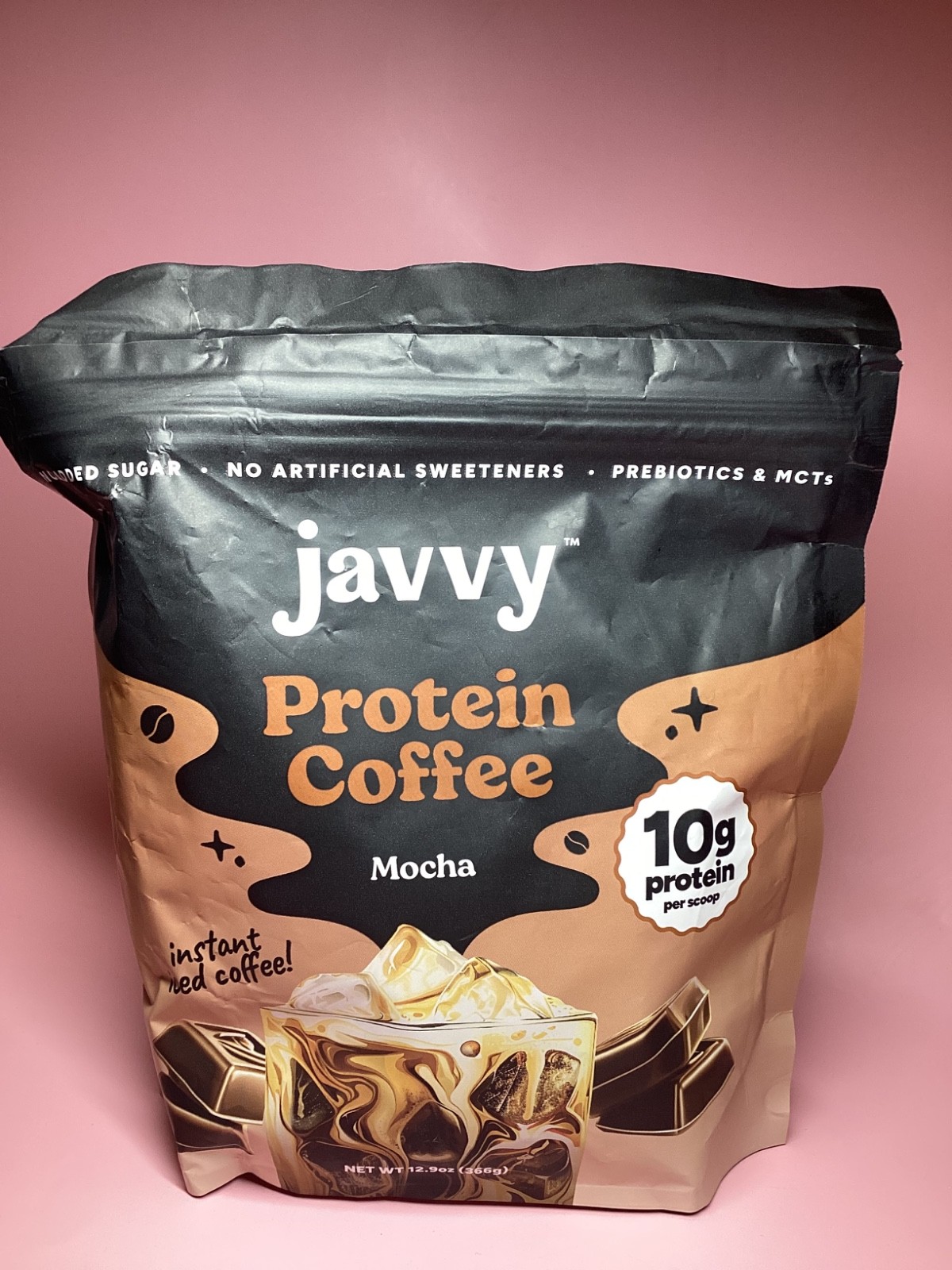 JAVVY~PROTEIN COFFEE~10G PROTEIN PER SCOOP~MOCHA~ 12.9 OZ BAG EXP 9/27